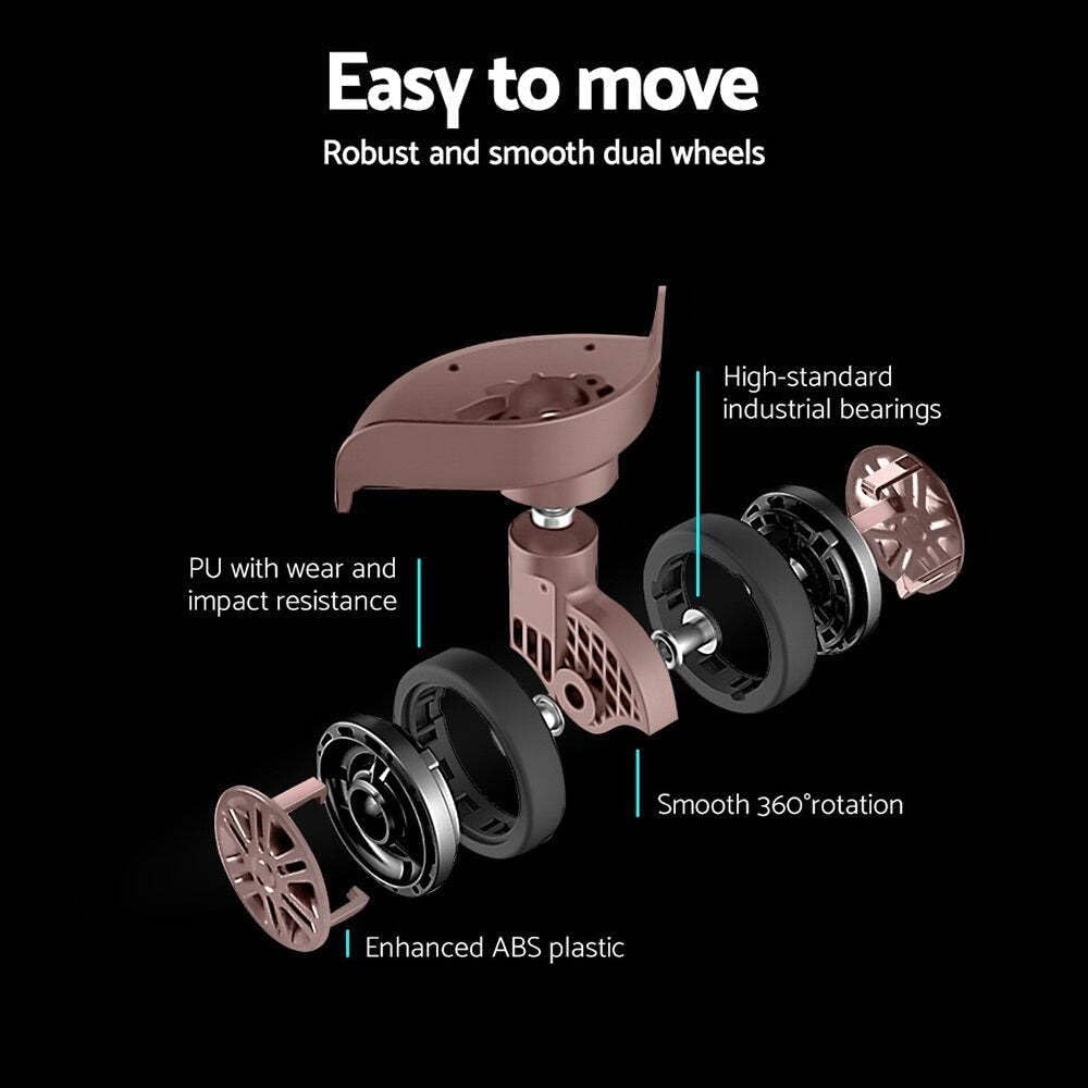 Wanderlite Luggage Set 3Pcs Pink Suitcase Hand Luggages Travel Hard Case Hardside Shell, Lightweight Trolley Carry on Bag Rolling, Small Medium and Large TSA Lock - Black image number 2