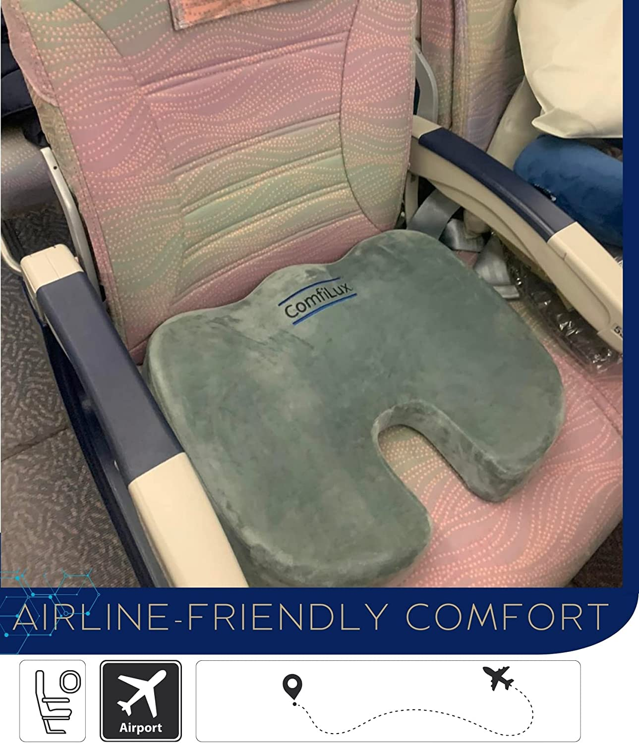 Seat Cushion for Tailbone Pain Relief - Ergonomic Coccyx Pillow for Tailbone Pain - Portable Seat Cushion for Travel, Home, Office, Car Drivers and Computer Desk Chairs image number 5