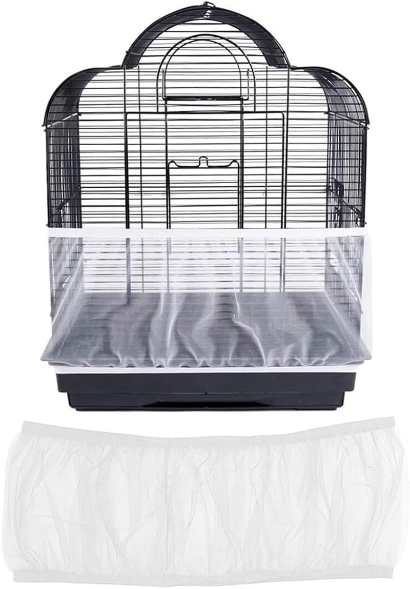 AIMALL Shell Skirt Mesh Cover Pet Bird Cage Guard Nylon Net Seed Catcher S/M/L Black, Stretchable for Various Cage Circumferences