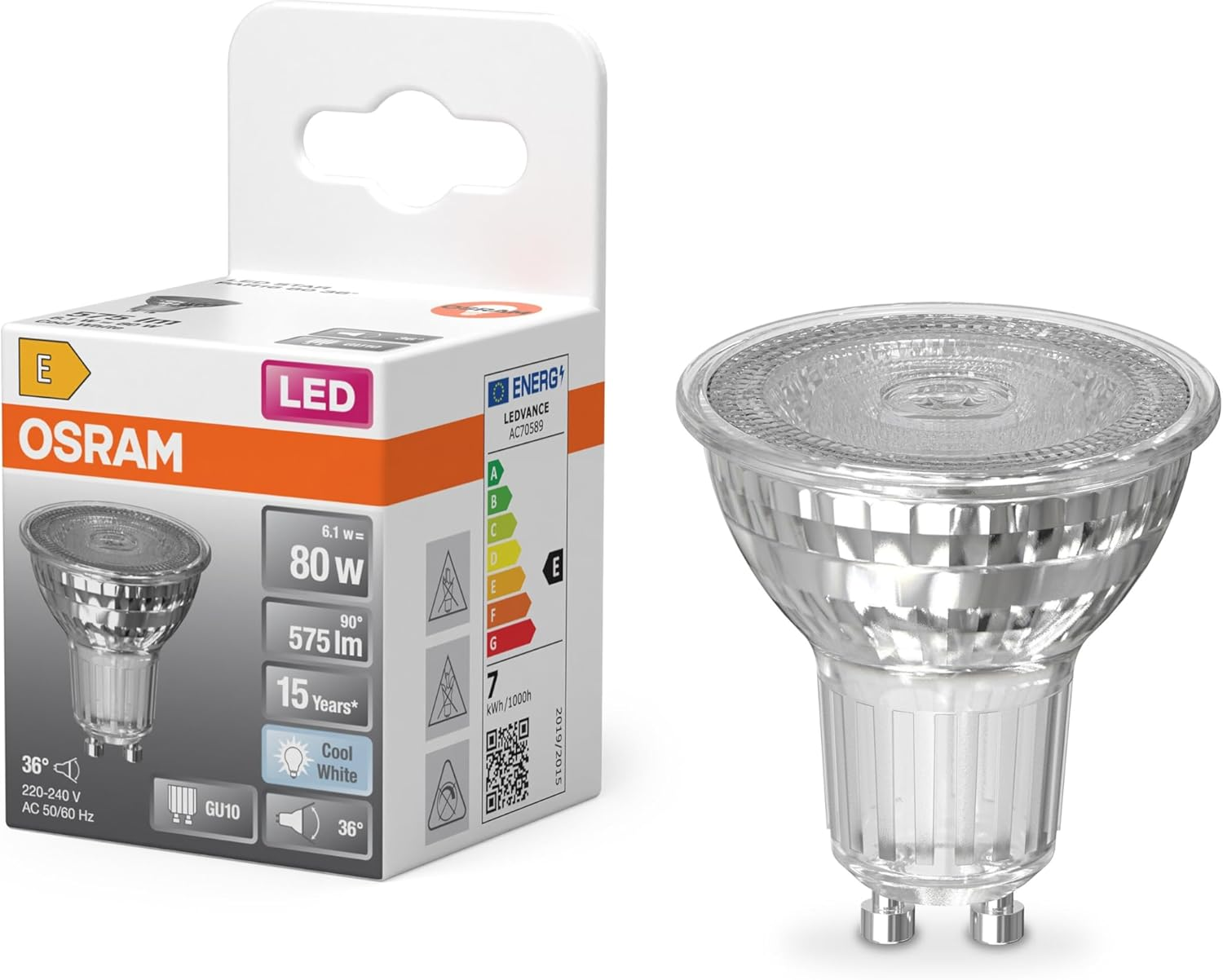 OSRAM LED Star PAR16 6.1 W 840 GU10 image number 1