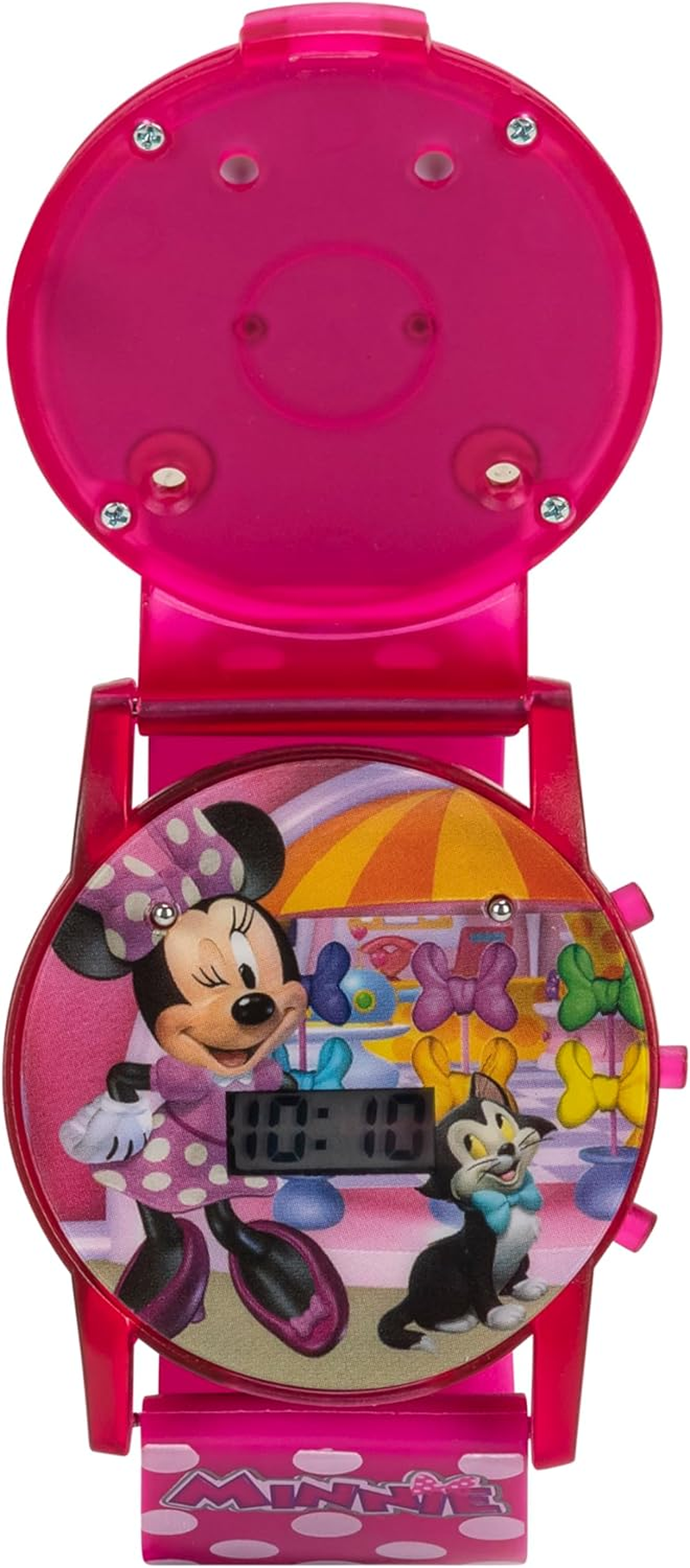 Accutime Disney Minnie Mouse Boutique LCD Pop Musical Watch (Model: MBT3714SR), Pink, Minnie - Two-Tone, Rhinestones, Modern image number 3