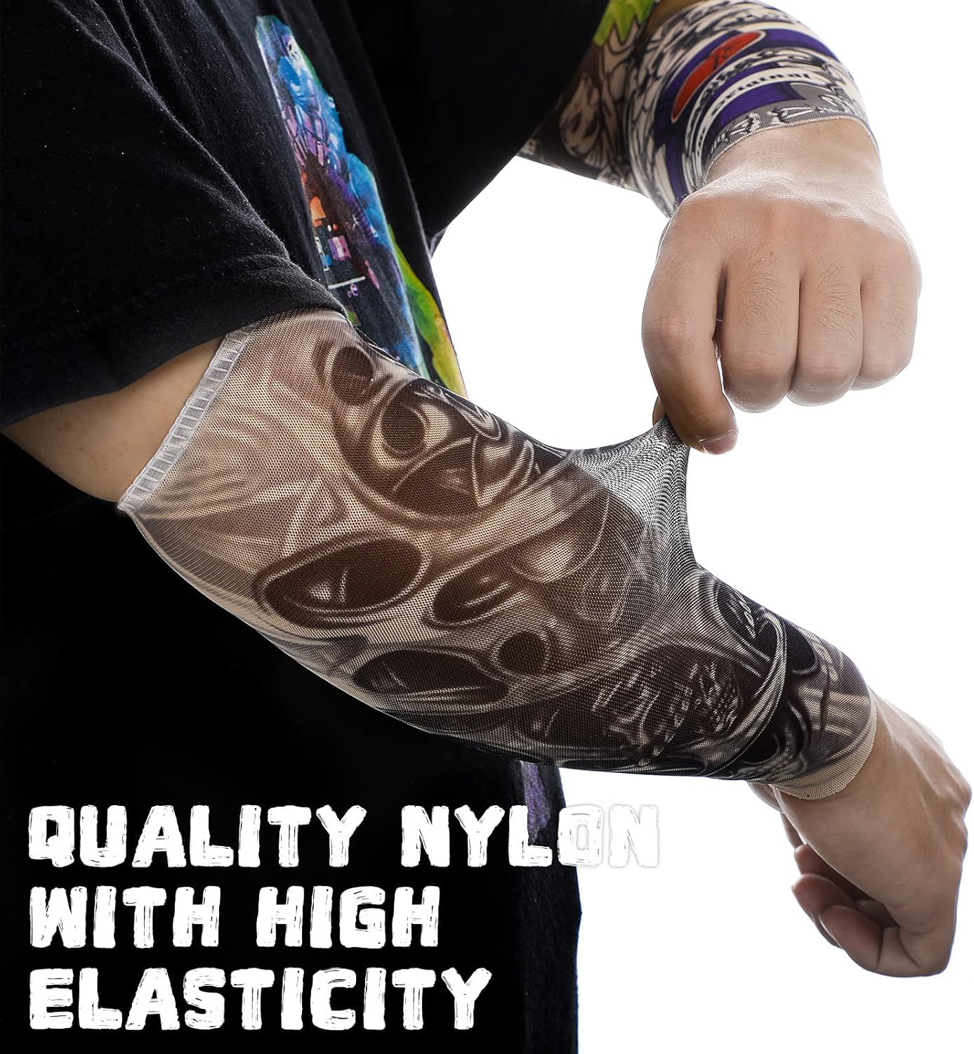 Hicarer 12 Pieces Tattoo Arm Sleeves for Kids Temporary Kids Tattoo Sleeve UV Sun Protection Kids Arm Sleeves image number 3