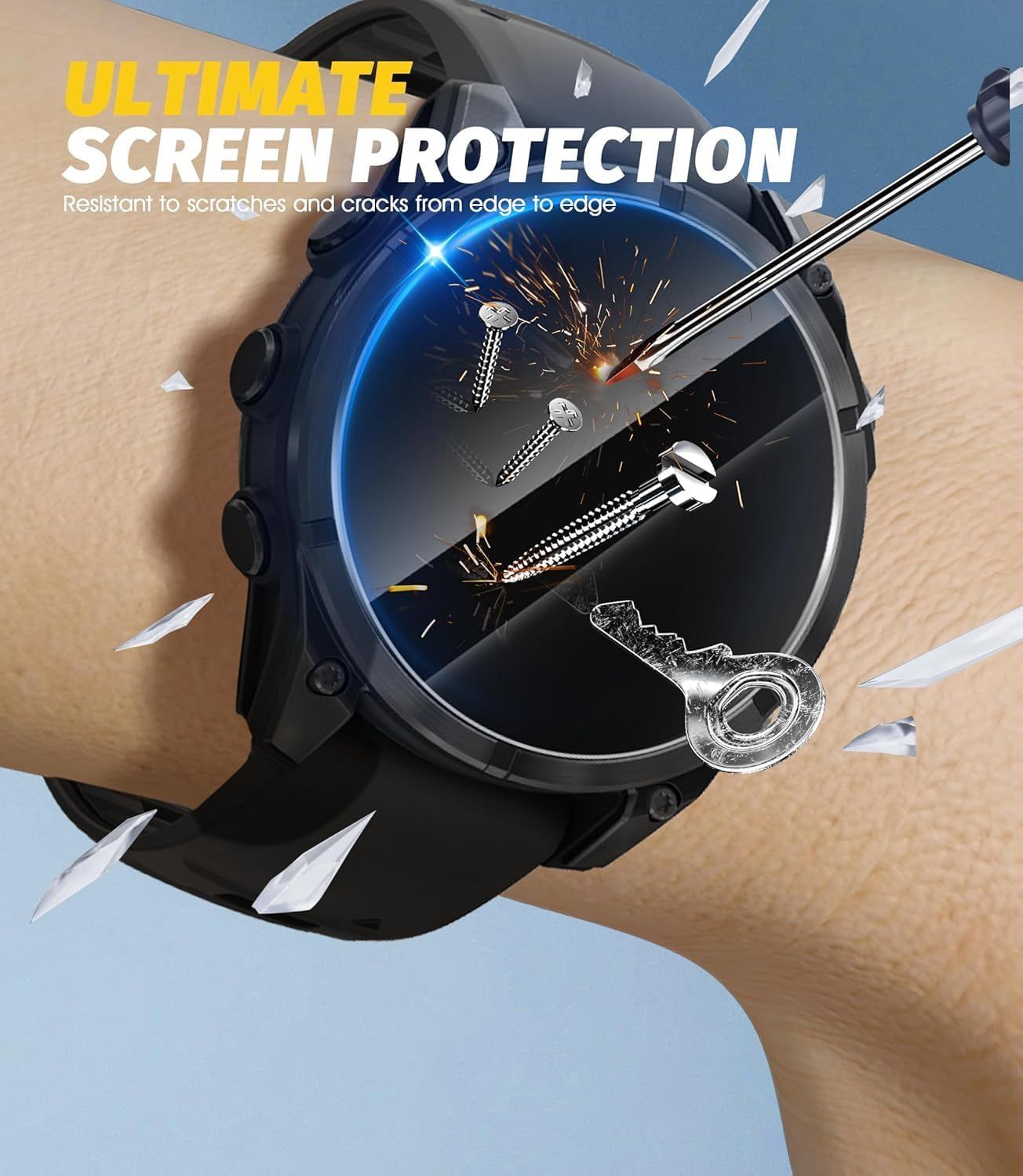 T Tersely (5 Pack) 9H Hardness Tempered Glass Screen Protector for Garmin Fenix 8/Fenix E (47MM), Screen Protector Film Guard for Garmin Fenix 8 (47MM) image number 5