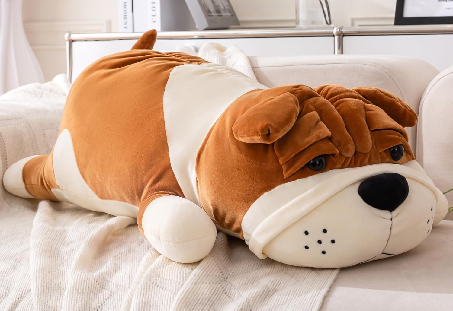 Rniuc French Bulldog Plush Toy Stuffed Animal Pillow Plush-Animal-Pillow 17.7In/45Cm Yellow