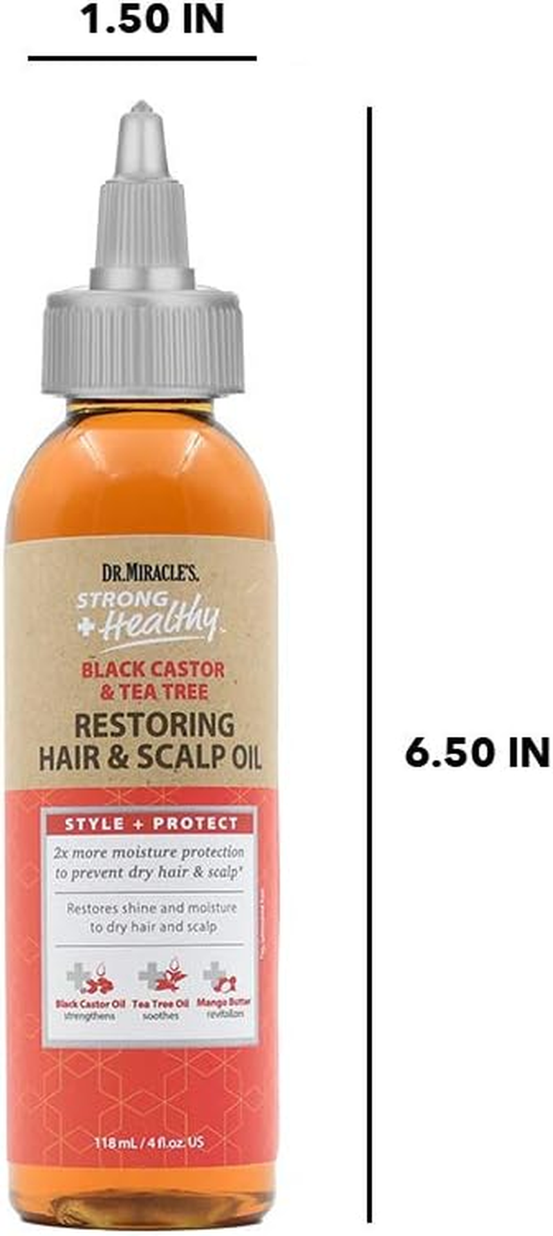 Dr. Miracle'S Strong & Healthy Restoring Hair & Scalp Oil. Contains Black Castor Oil, Tea Tree Oil and Mango Butter Providing 2X More Moisture to Prevent Dry Hair and Scalp. image number 5