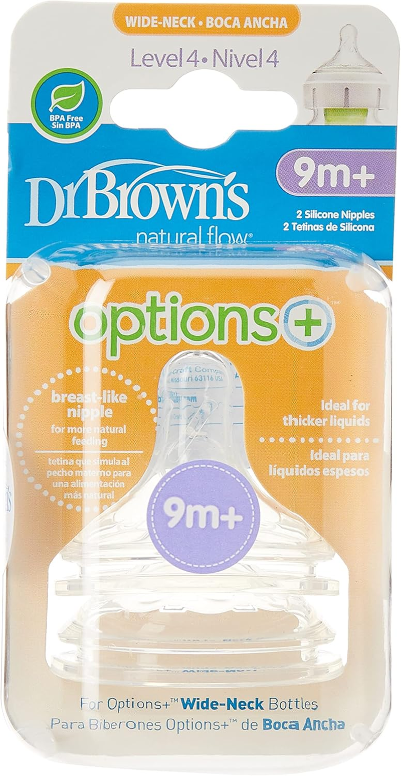 Dr Brown&rsquo;S Level 4 Wide-Neck Options plus Teat, 2 Pack image number 1