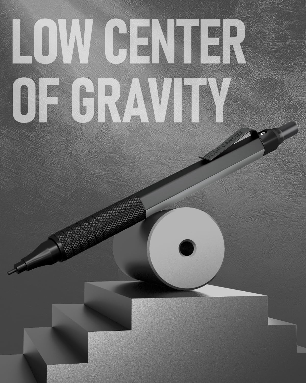 Four Candies 0.5Mm Mechanical Pencil Set with Case, 3PCS Metal Artist Lead Pencil with 8 Tubes (480PCS) HB Lead Refills, 3 Erasers, 9 Eraser Refills for Engineer Art Writing Drawing Drafting, Black image number 4