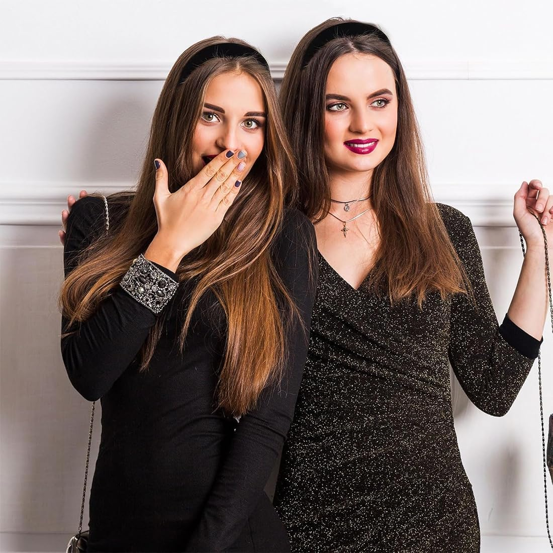 Set of 3 Velvet Hair Bands for Women, Black Hair Bands, Wide, Medium and Thin Hair Accessories, Fashion Hair Accessories for Women and Girls image number 3