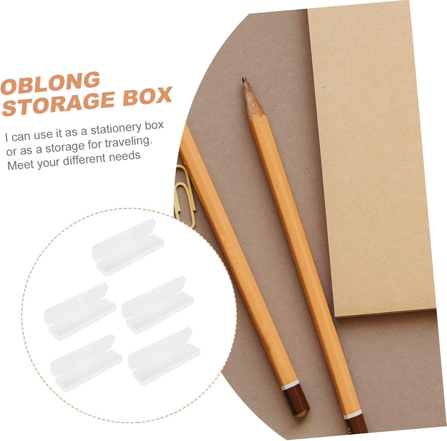 SEWACC 5Pcs Oblong Pencil Storage Box Scratch-Resistant Stationery Organizer for School Office and Home Use Semi-Transparent Design Ample Space for Pens and Accessories image number 3