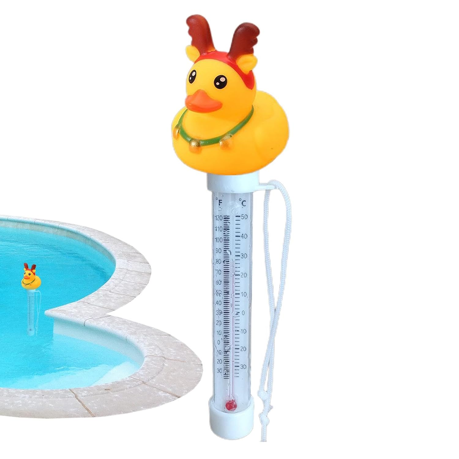 Pool Thermometer - Water Temp Gauge, Floating Pool Temperature Meter | Water Temperature Tester Tool, Easy Read Duck Water Temperature Gauge, Floating Duck Water Temperature Gauge for Hot Tub,Spa