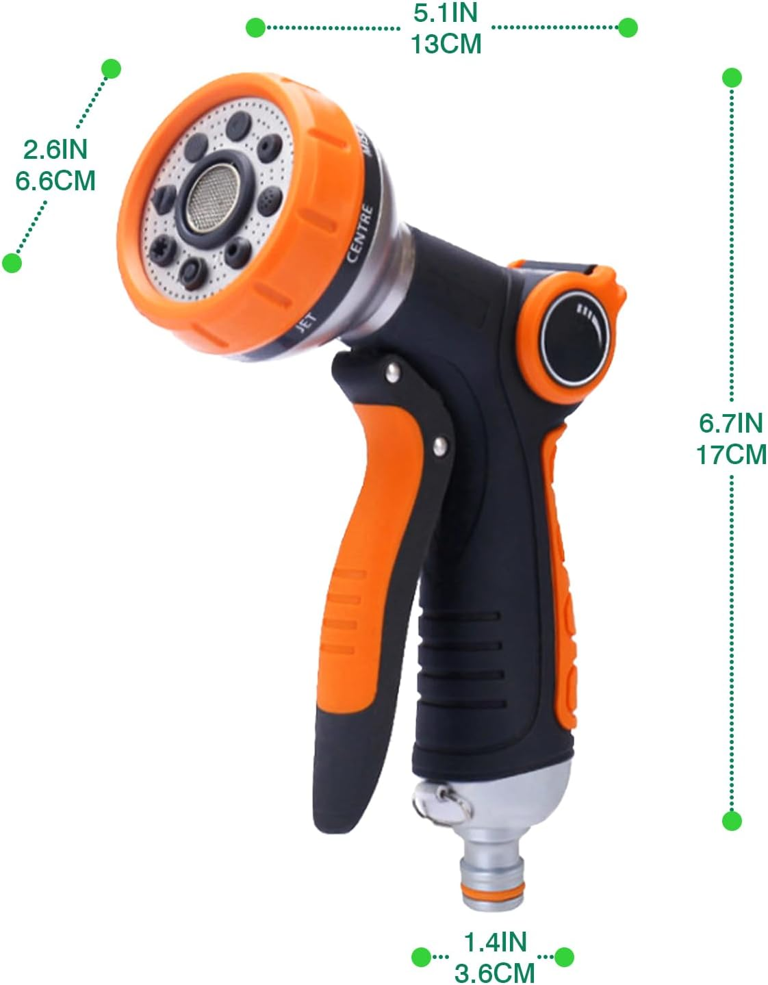 Garden Hose Nozzle,Water Spray Nozzle,8 Adjustable Watering Patterns for Plants,Lawn& Garden,Washing Cars,Pet Showering image number 1