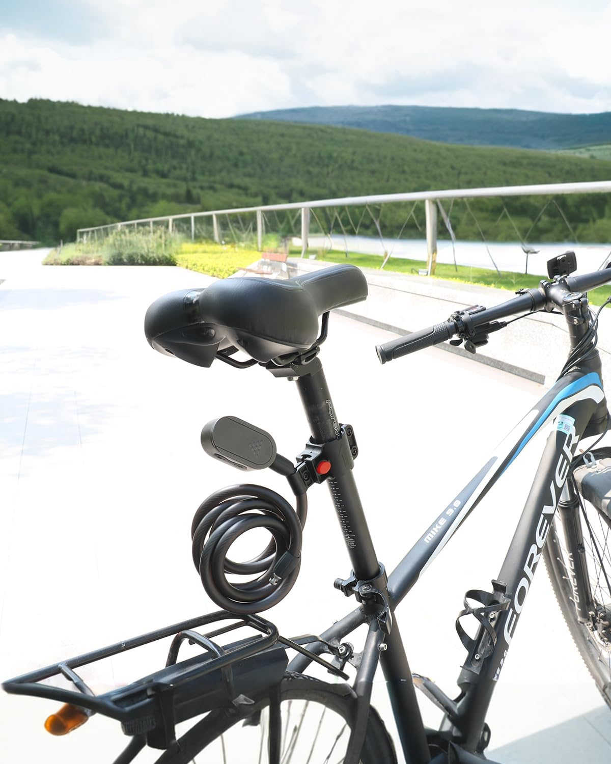 Fingerprint Cable Lock with Key Waterproof Bicycle Lock Elinksmart 150Cm Steel Cable Lock for Bike Scooter Motorcycle Door Fence Gate Phone App and Ios Watch Unlock USB C Charging image number 5