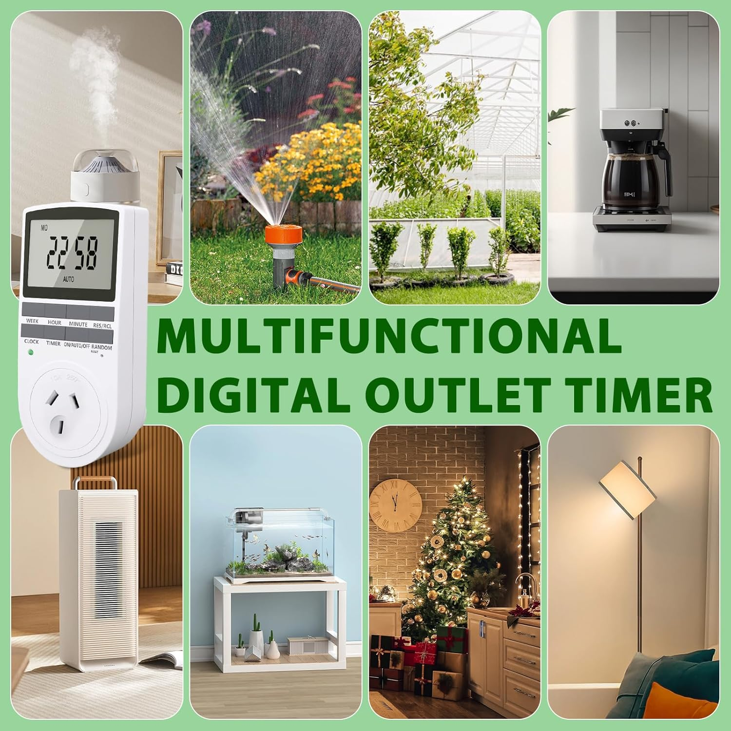 Lamptobe Power Timer, 7-Day Programmable Electrical Outlet Power Switch 240V, AU Plug Clock, LCD Display for Aquarium, Grow Light, Fan, Heater, Lights image number 4