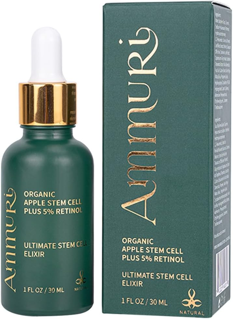 Ammuri 24-Hour Retinol Serum 5% + Apple Stem Cell Rejuvenating Face Serum with Vitamin C for Anti-Aging, Hyperpigmentation, Mature Skin Wrinkles, Dark Spots & Glowing Skin &ndash; 30Ml image number 2