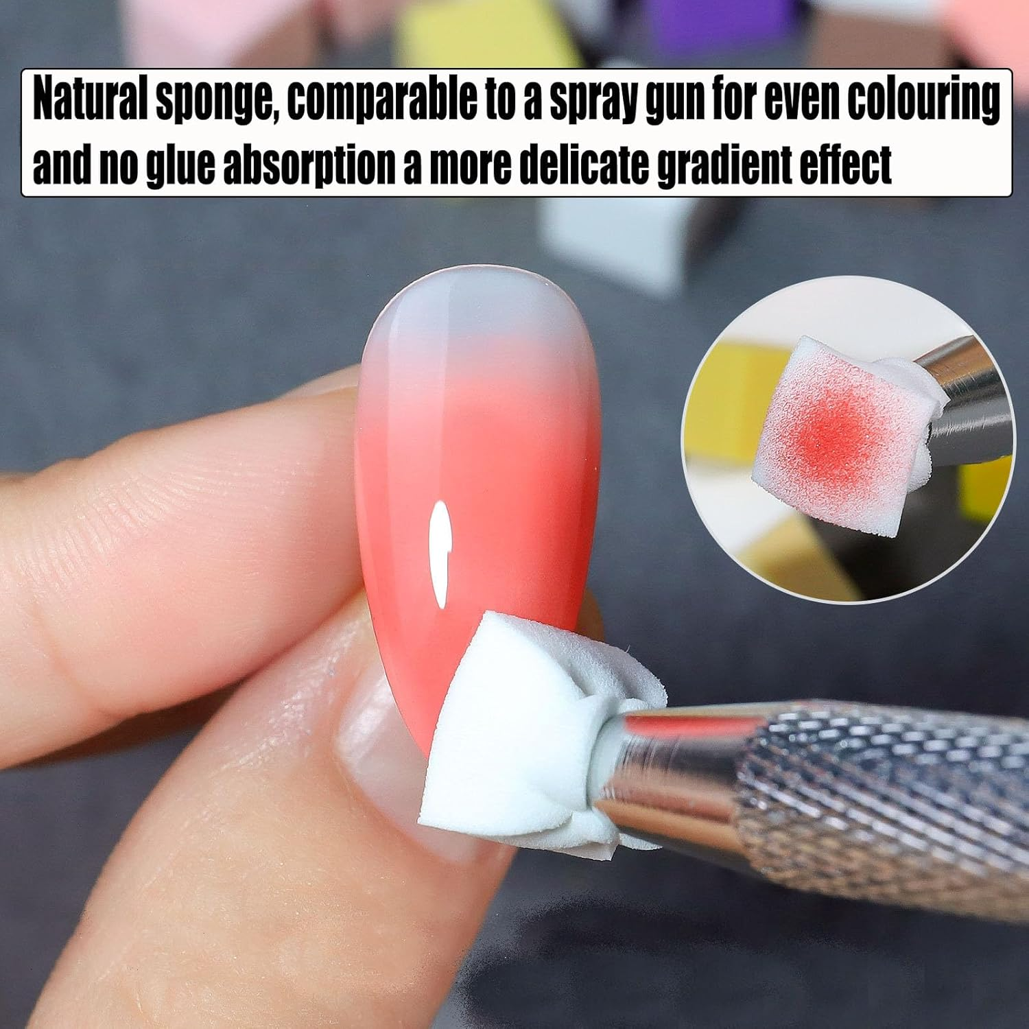 Mtxorvix 50PCS Soft Nail Sponges for Ombre and Blush Nail Art, Nail Buffer Block, Professional Gradient Sponge Set with Grabbing Pen, Manicure Accessories for Nails