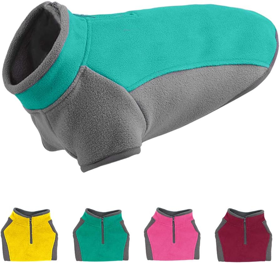 YIEPAL Stretch Fleece Dog Jacket Top Zip Dog Pullover Dog Fleece Sweater Cold Weater Dogs Coat Winter Warm Vest Clothes for Small Dogs & Puppy, Small, Baby Blue