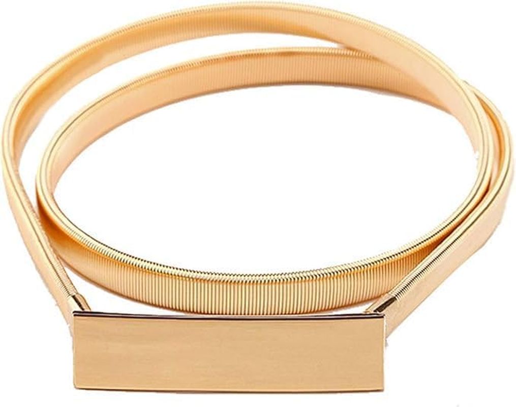 Women'S Tight Metal Belt Elastic Chain Belt Thin Waist Belt, Elastic Belt Dress, Metal Chain Belt Dress image number 5