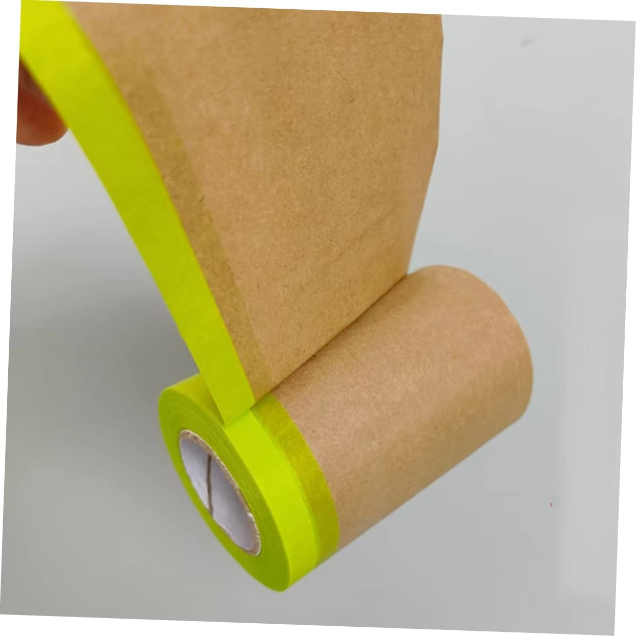 2 Rolls Paint Masking Paper for Car Furniture Floor Protection 11M Pre-Taped Kraft Paper Masking Film Upholstery Shelter Covering Tape image number 5