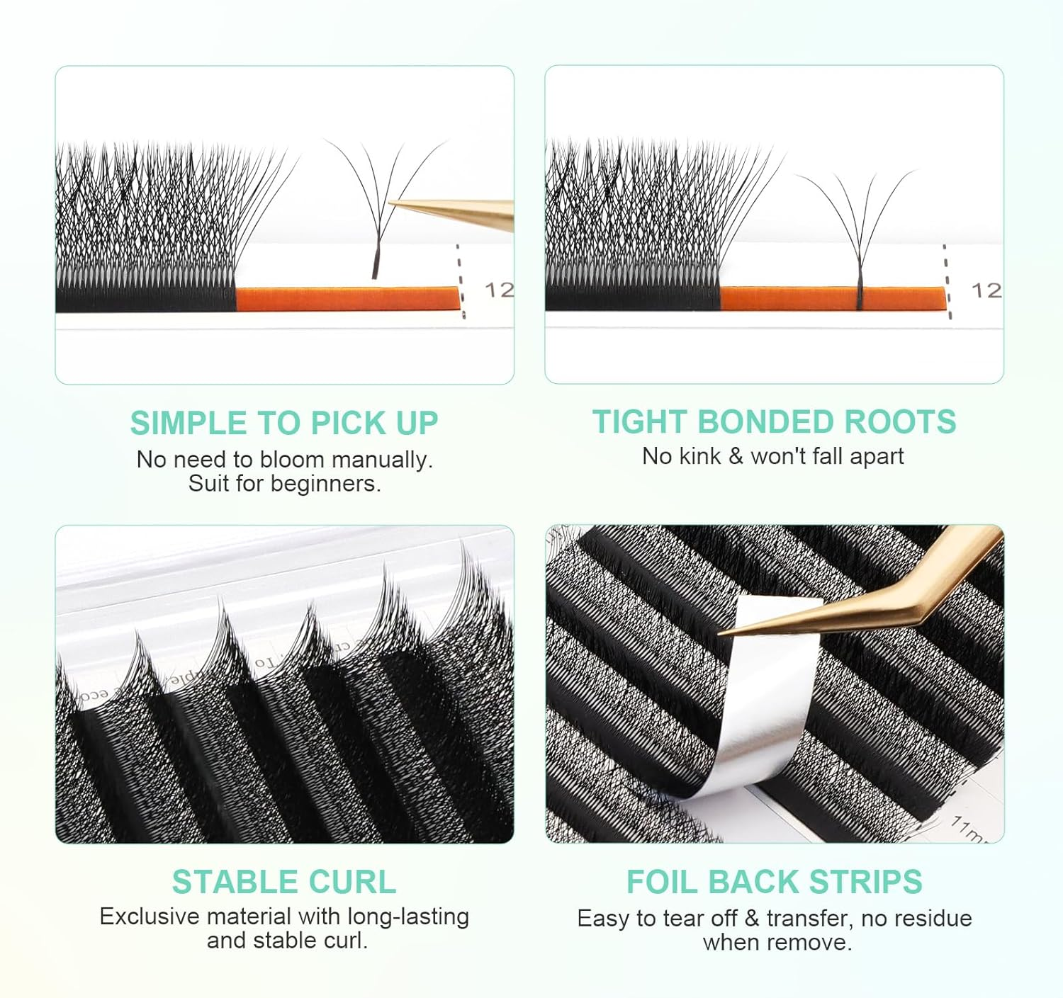 NAGARAKU W Eyelash Extension 3D Volume Premade 0.07Mm C Curl 11 Mm Faux Mink Matte Black Color Cluster Easy Fanning Yy Eye Lashes