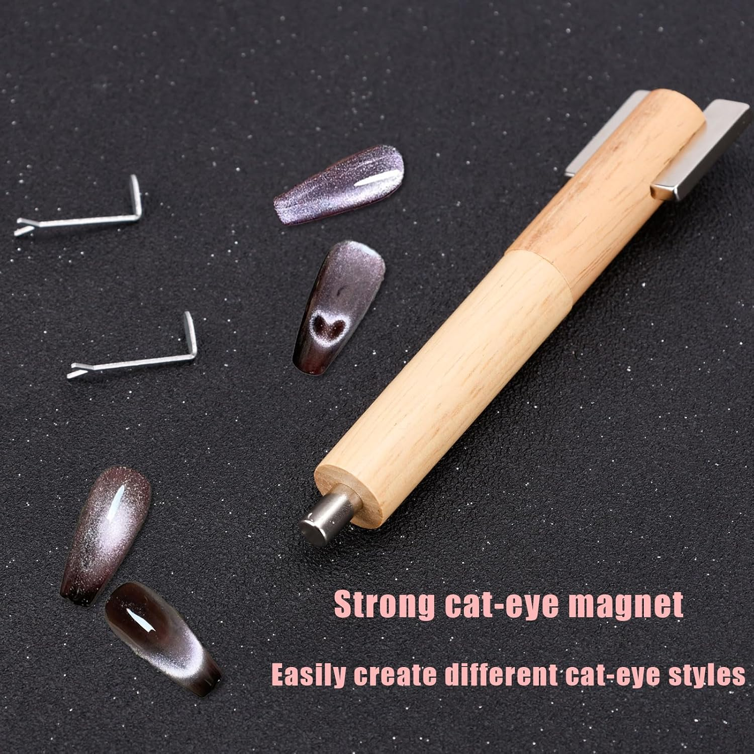 3Pcs Heart Cat Eye Nail Magnet Set, Including 1 Nail Bar & 2 Y-Shaped Magnet Tools for Cat Eye Gel Polish DIY Manicure Design Kit image number 3