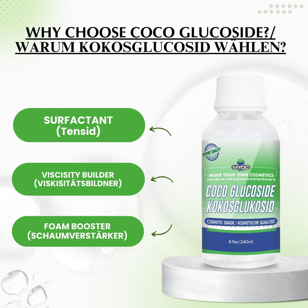 MYOC Coco Glucoside - 240 Ml / 8.11 Fl Oz | Cosmetic-Grade Surfactant for DIY Skincare, Hair Care & Formulation Projects image number 2