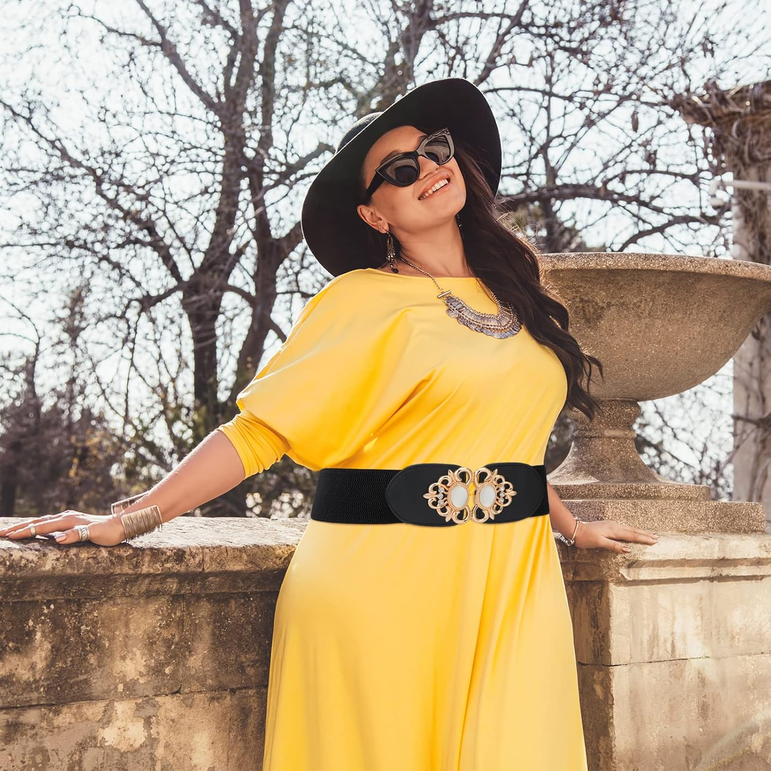 Xtinmee 4 Pieces plus Size Waist Belts for Women Wide Stretchy Elastic Vintage Belt for Dresses Decor Accessories, Black, Xx-Large (Ynx-Xtinmee-138) image number 5