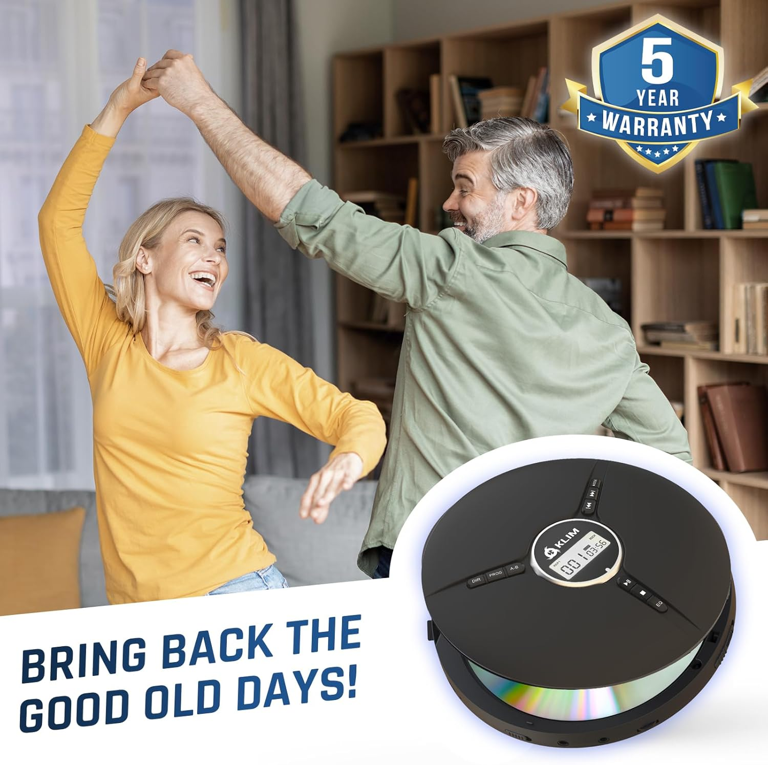 KLIM Discman with Headphones - Portable CD Player with Headphones - New Version + Ideal Car CD Player + Compatible CD-R, CD-RW, MP3 + Compact Mini CD Players Personal CD Walkman - Black image number 5