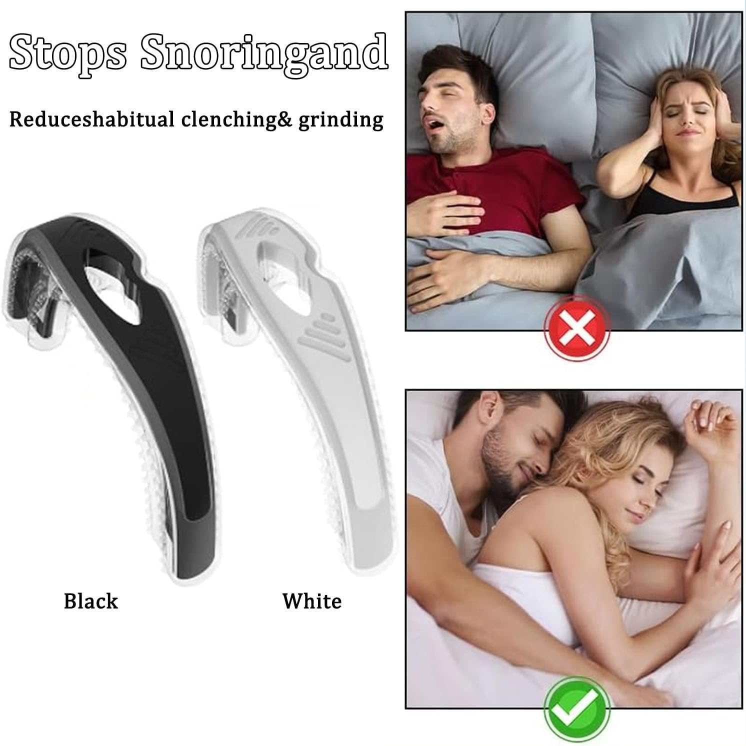 Wakouter Mouth Guard, Anti-Snoring Mouthpiece, Reusable Mouth Guard for Sleeping, Stop Grinding, with Travel Cases (White)