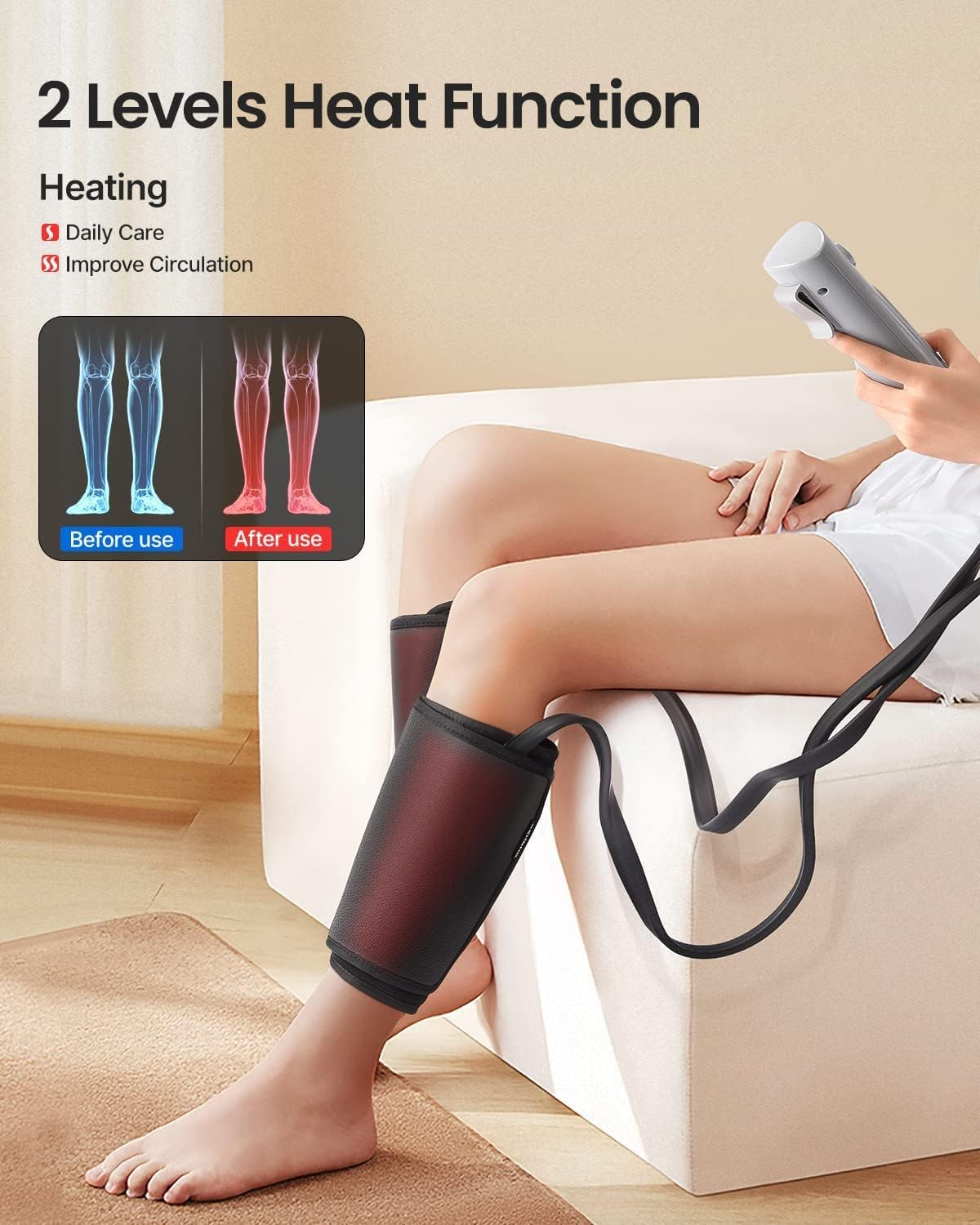 RENPHO Leg Massager with Heat for Father Mother, Air Compression Calf Massager Boost Blood Circulation and Relieve Muscle Stiffness image number 1