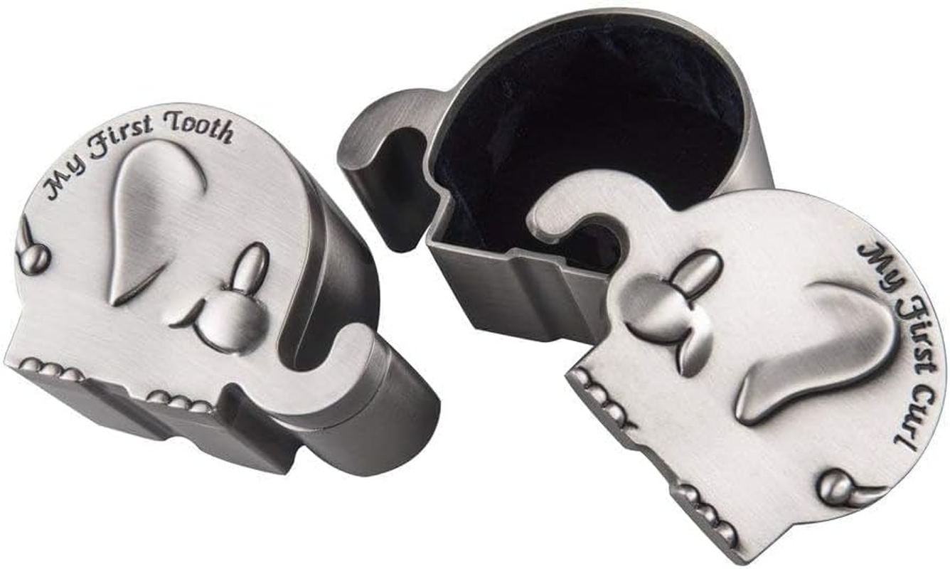 Feyarl First Curl and First Tooth Keepsake Box for Kids Metallic Engraved Elephant Shape (2.4 X 1.6 X 1.2 Inches) image number 6