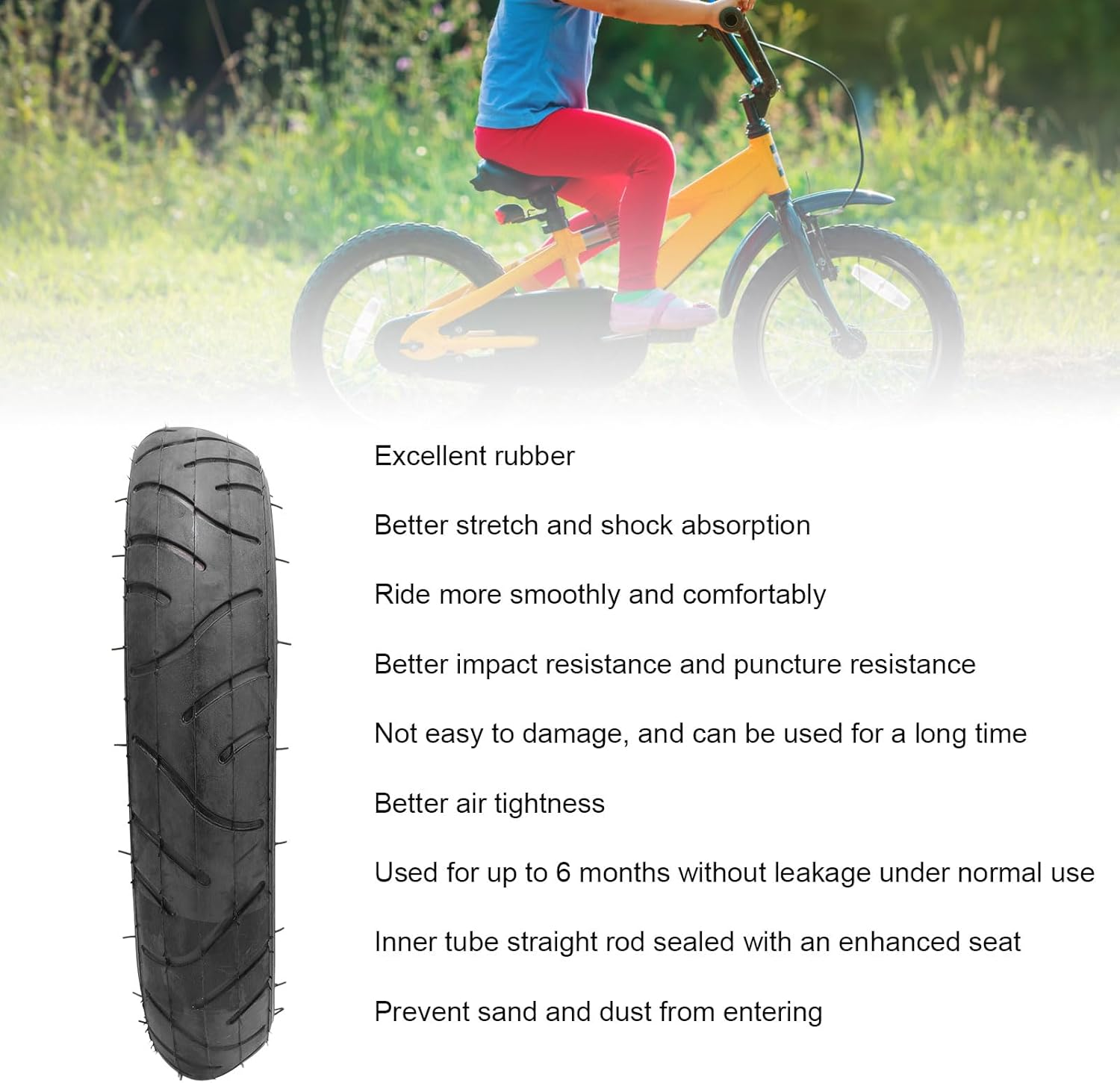 Baby Stroller Tire 12X1.75/1.95 Stroller Wheel Tire, 280X65‑203 Baby Stroller Inner and Outer Tires Rubber Tyre and Tube, Replacement Parts for Stroller Kid Bike Wheels image number 4