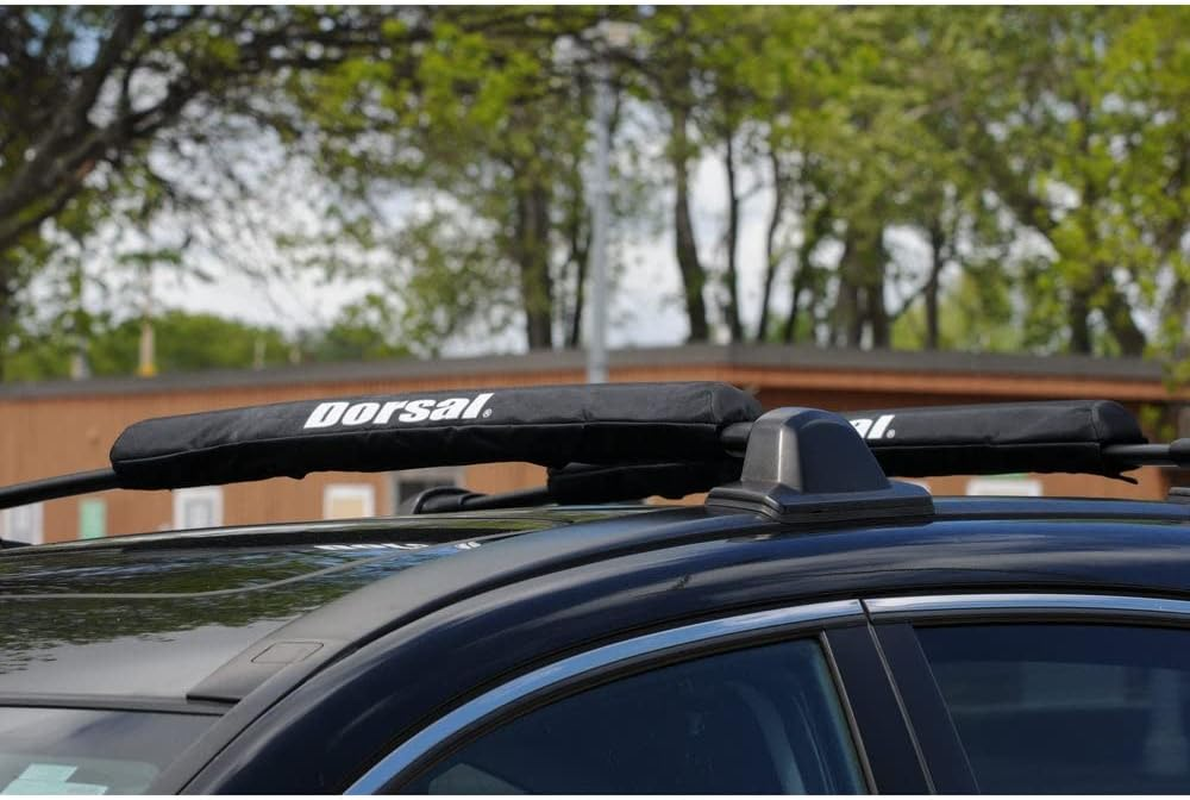DORSAL Aero Roof Rack Pads for Crossbars - Set of 2 for Surfboards Kayaks SUP Snowboards Paddleboard and Canoe Polyester 20" Inch Factory Aero Bars (Narrow) Black image number 4