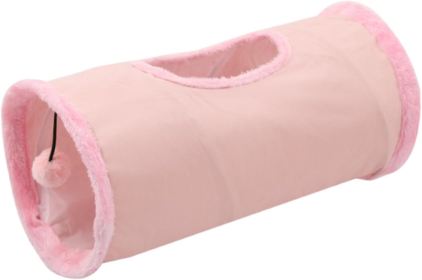 Yuksok Straight Cat Tunnel for Indoor Cats Foldable Tunnel Tube Hideout 19.69X9.84Inch Interactive Resting Scratch Resistant Cat Toy, Pink - Pink image number 1