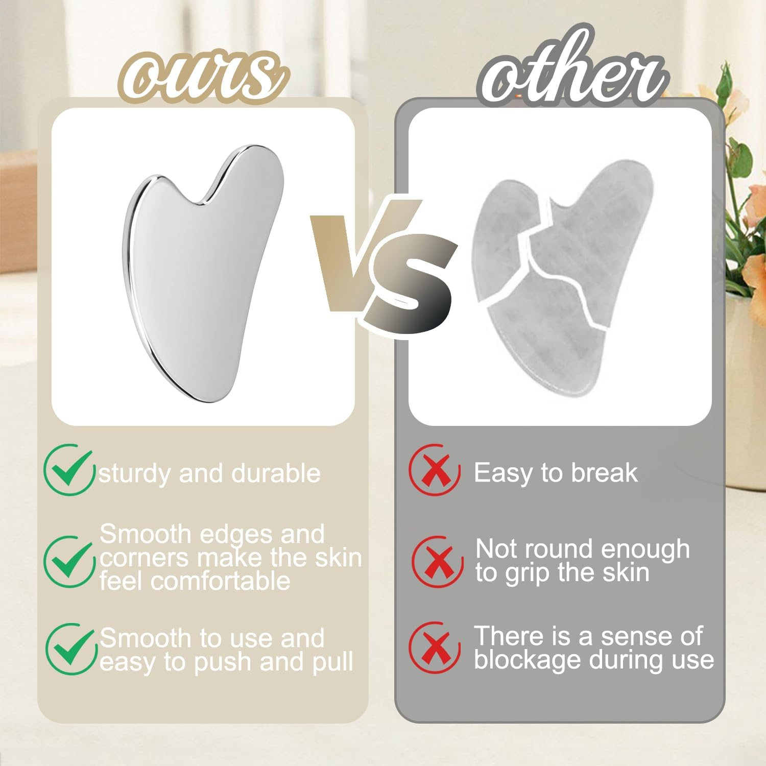 2 Pieces Stainless Steel Gua Sha Facial Tools-Guasha Tool for Face Metal Gua Sha 、Tighten Skin Massage 、Guasha Beauty Tool for Body、 Eyes、 Neck、 Massager (Heart Model)