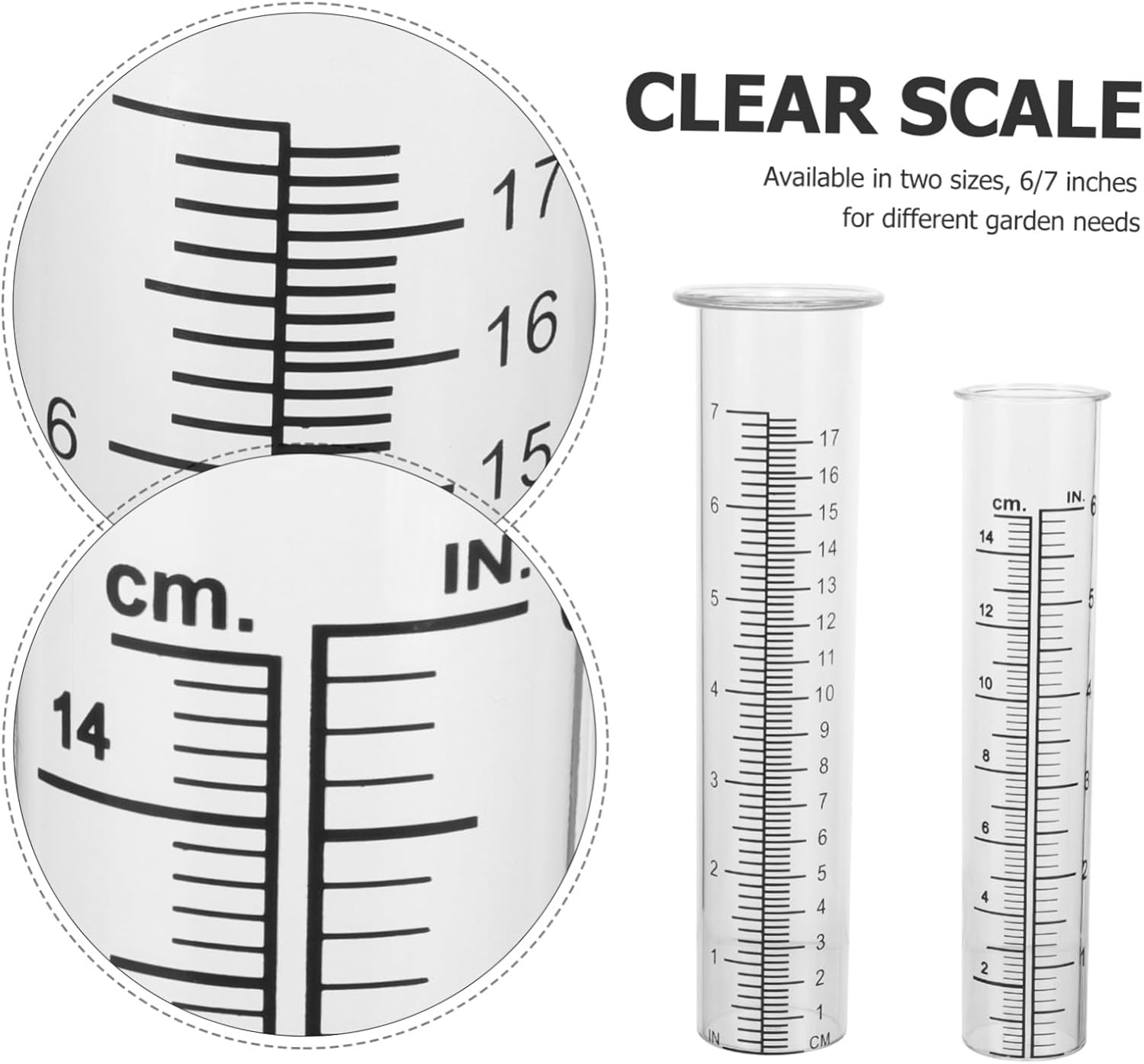 Generic 2Pcs Plastic Rain Measuring Cup Garden Outdoor Reusable Rain Gauge Tool Scale for Weather Station for Home image number 4