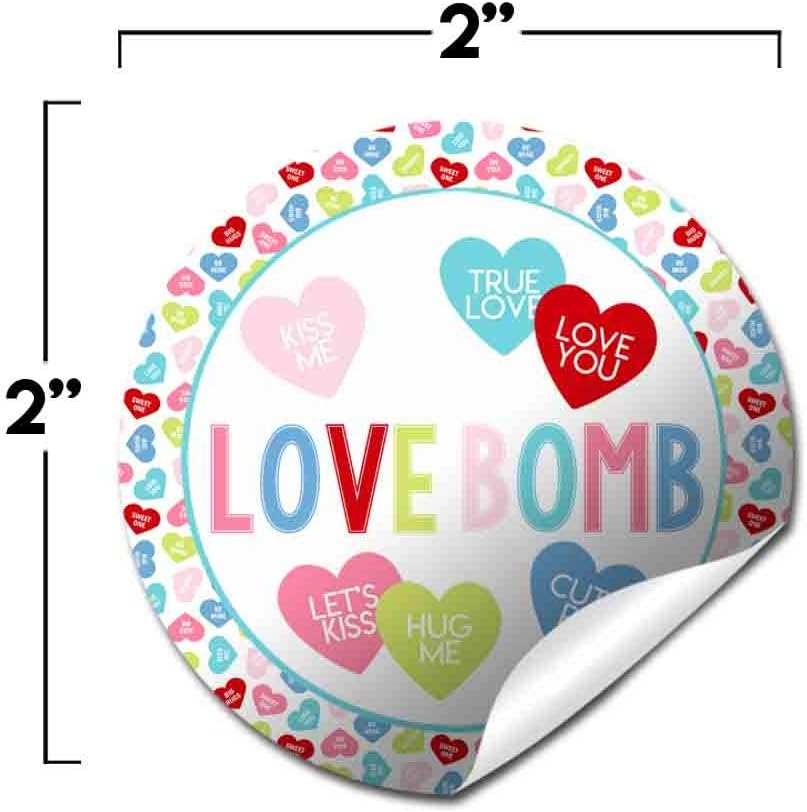 Love Bomb Candy Heart Themed Hot Cocoa Bomb Sticker Labels for Valentine'S Day, Total of 40 2" Circle Stickers (20 Sets of 2) by Amandacreation image number 4