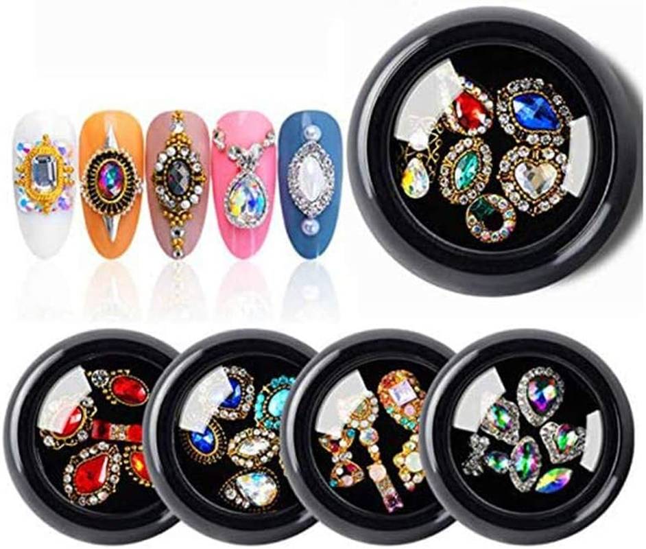 4 Boxes Rhinestone Nail Jewels 3D Bling Crystal Art Accessories Decoration Nail image number 5
