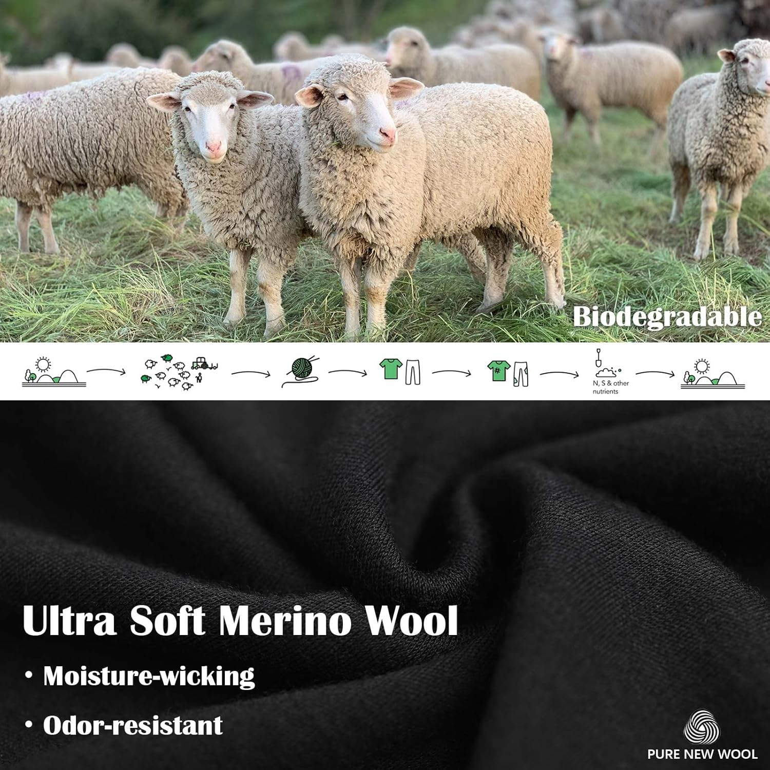 Merino Protect 100% Merino Wool Neck Gaiter Men Women Breathable Face Mask Lightweight Neck Warmer Motorcycle Hiking Hunting image number 2