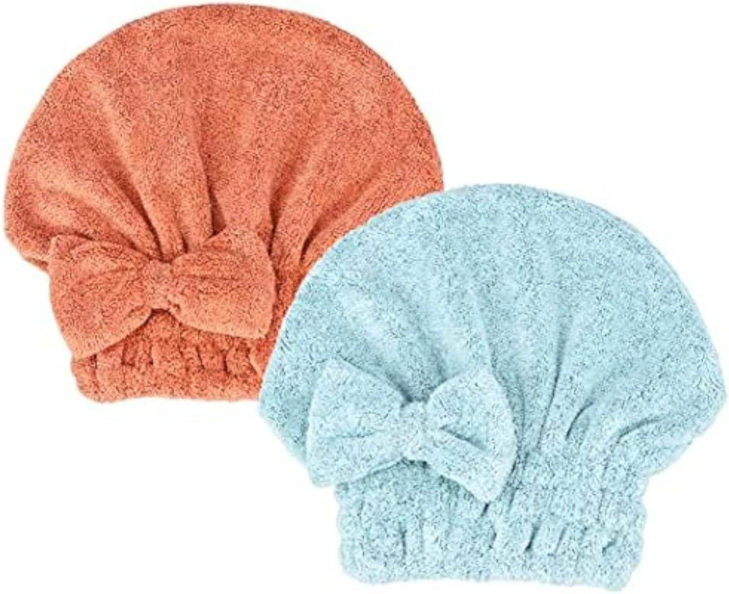 MAYOUTH Microfiber Hair Drying Caps Hats Extrame Soft & Ultra Absorbent Fast Drying Hair Wrap Towels Quick Drying Towel Hat for Women and Girls (Darkgrey+Rose Red)