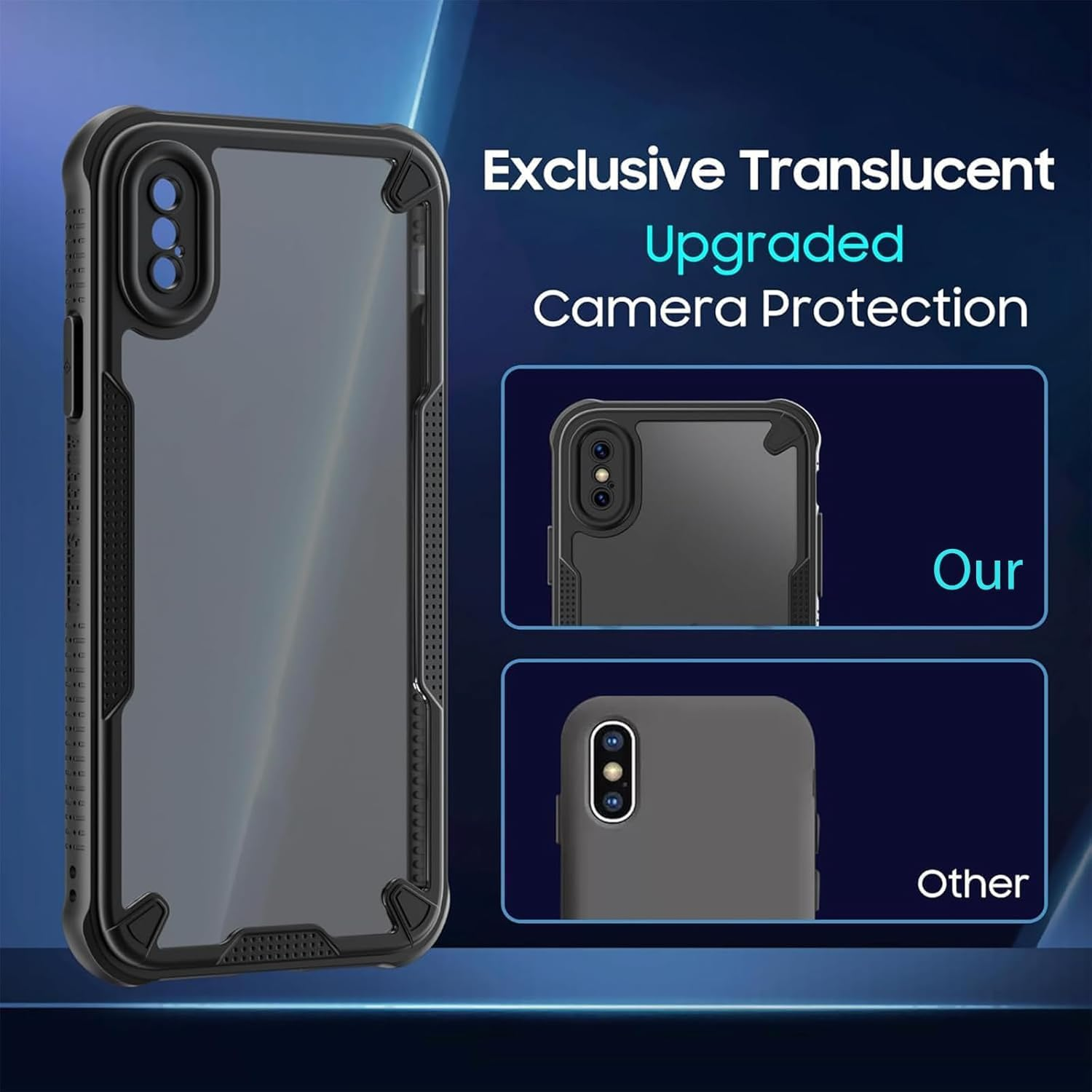 RUNGOS for Iphone Xs Max Case Translucent Matte [Remarkable Mil-Grade Shockproof] [Slim Fit, Anti-Slip Side] [Wireless Charging] 10Ft Drop Tested Bumper Cover for Iphone Xs Max Phone Case 2018