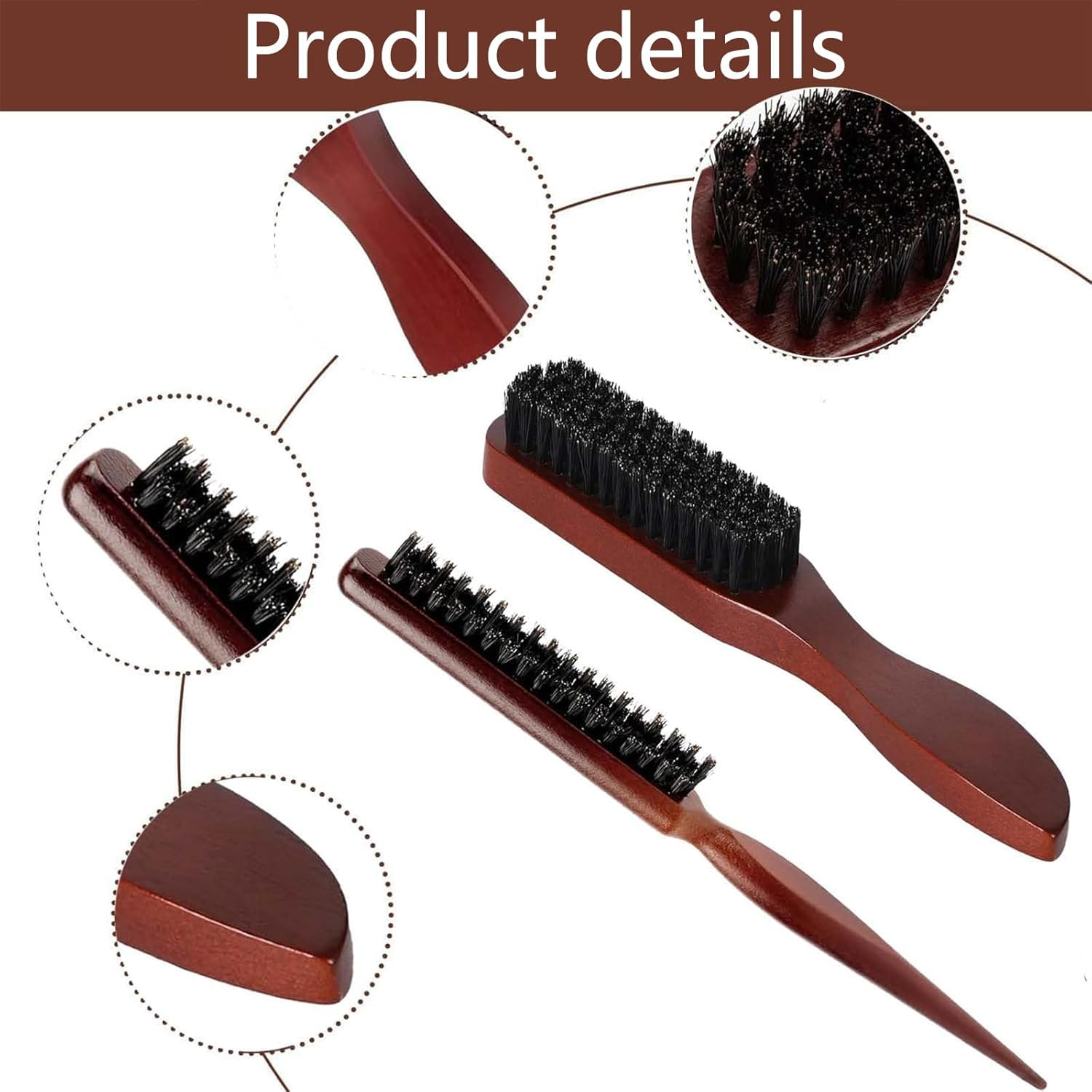 Hair Massage Smoothing Hair Brush, 2 Pcs Soft Hair Brush, Bristle Brush, Slick Back Hair Brush, Comb and Shear Tools, Suitable for Trimming and Combing Long/Thick/Curly/Thin/Thick Hair/Beard image number 3