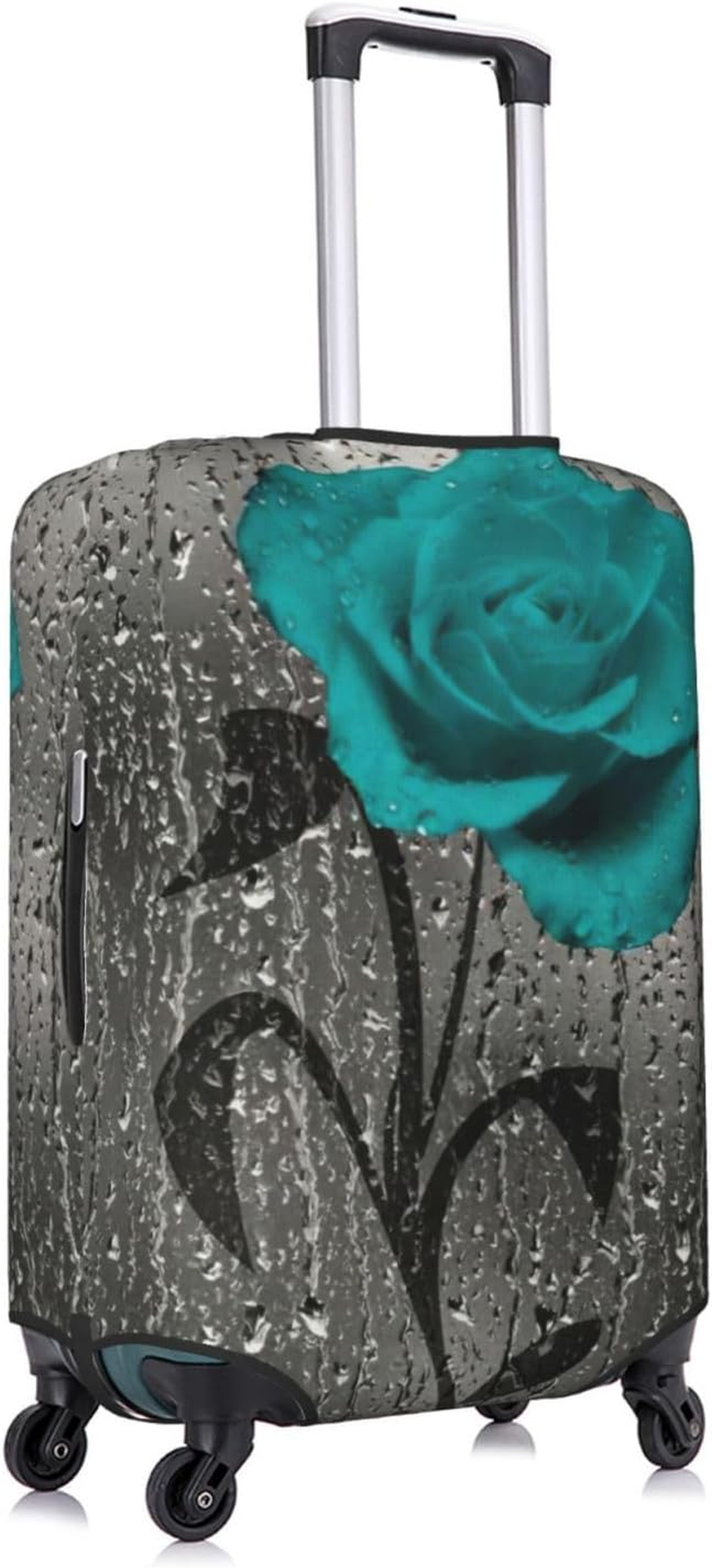 Odddot Teal Gray Rose Flower Print Travel Luggage Cover,Suitcase Protector Cover, Washable Baggage Covers,For 18-32 Inch Luggage, Teal Gray Rose Flower, Small image number 4