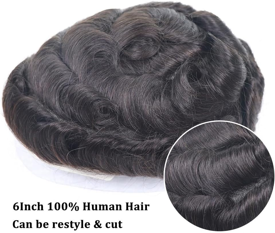 Replacement Men'S Capillary Prothesis 0.08Mm V Looped Full PU Base Toupee Natural Black Human Hair Male Hair System Systems image number 5