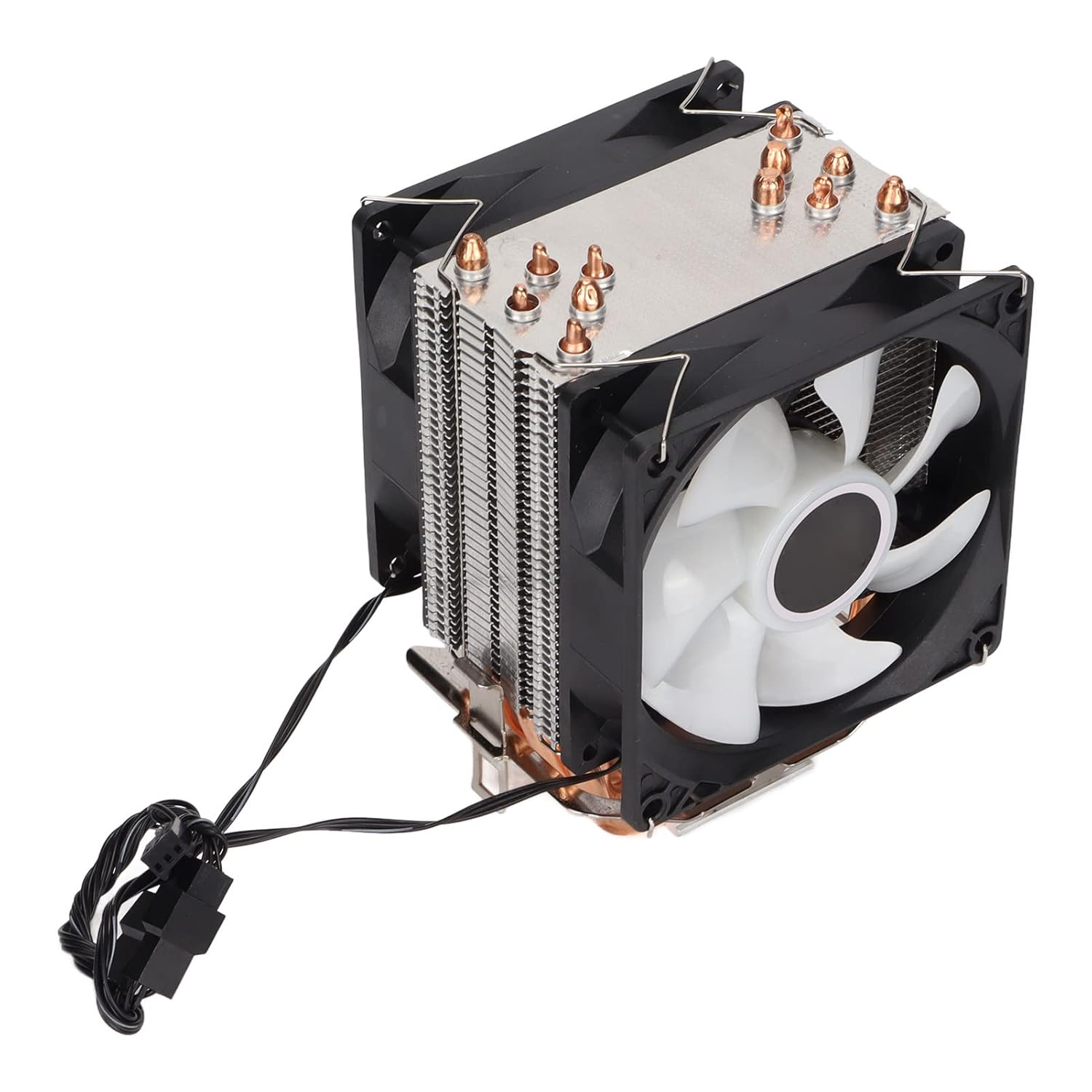 CPU Cooler for LGA 775/1155/1156/1366/2011,For Core I3,For Core I5,For Core I7,For Am2/Am2+,For AM3, 3Pin 20Db 38 CFM RGB 90Mm CPU Cooling Fan, Plug and Play (Dual Fans) image number 1