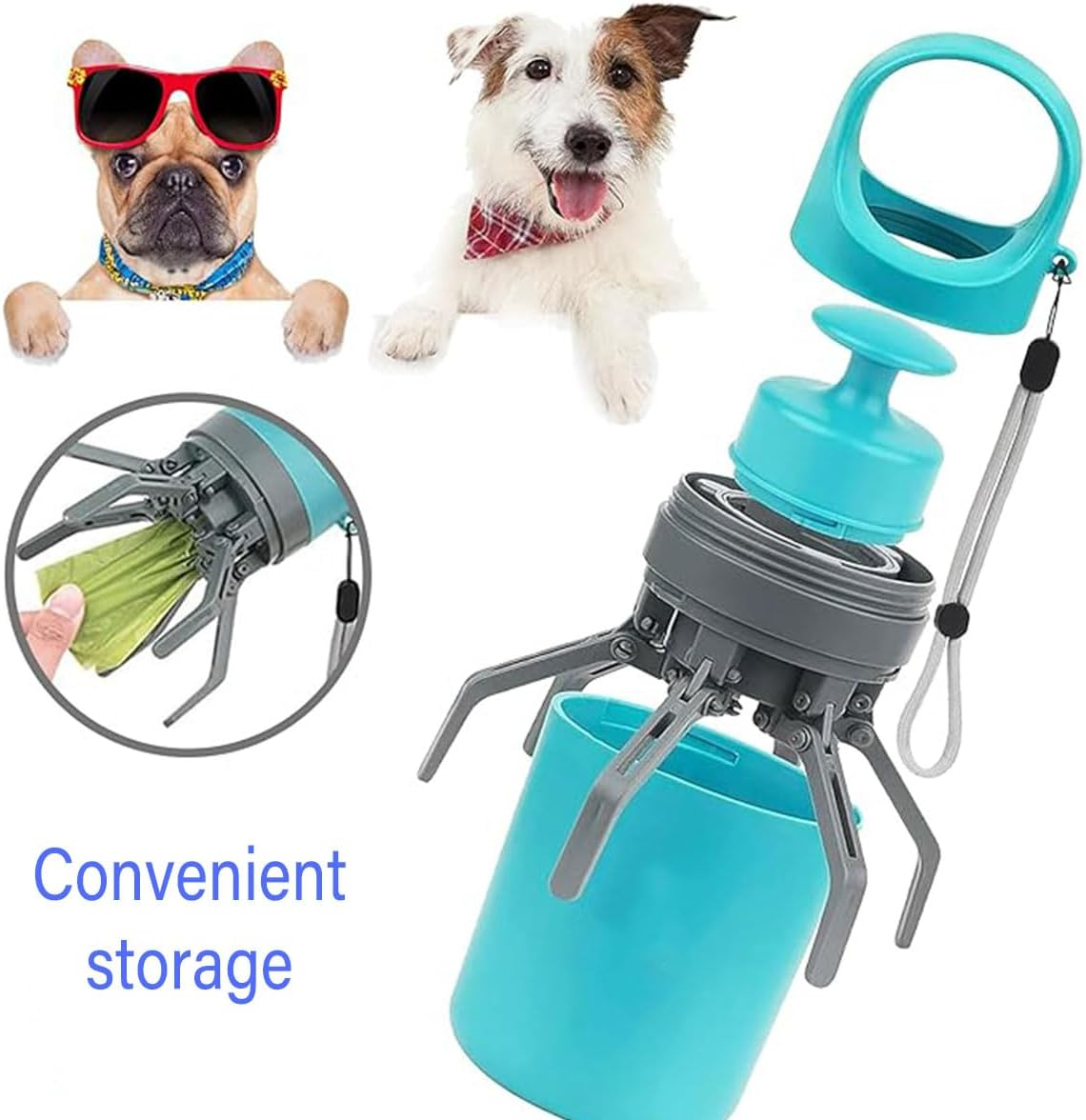 AIMALL Portable Dog Poop Picker with Six-Claw Shovel, 7.48In Excrement Clip and Garbage Bag Dispenser, Ergonomic Pet Waste Scoop for Outdoor Use image number 2