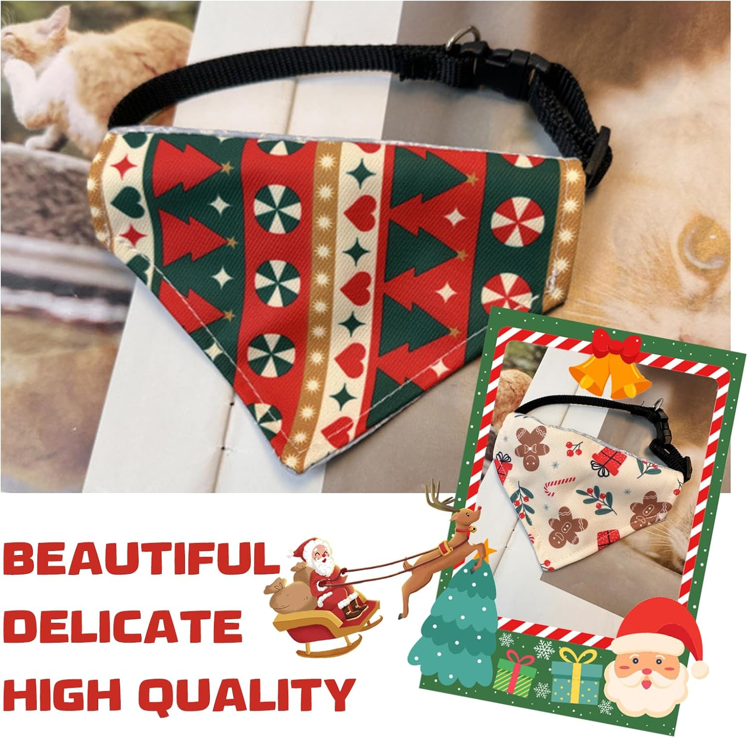 2 Pack Dog Bandana Cat Collars Pet Triangle Bibs Dog Bids Kerchief Pet Collars with Removable Christmas Triangle Scarf Adjustable Dog Bandanas Pet Scarf for Small Medium Pets Dogs and Cats image number 3