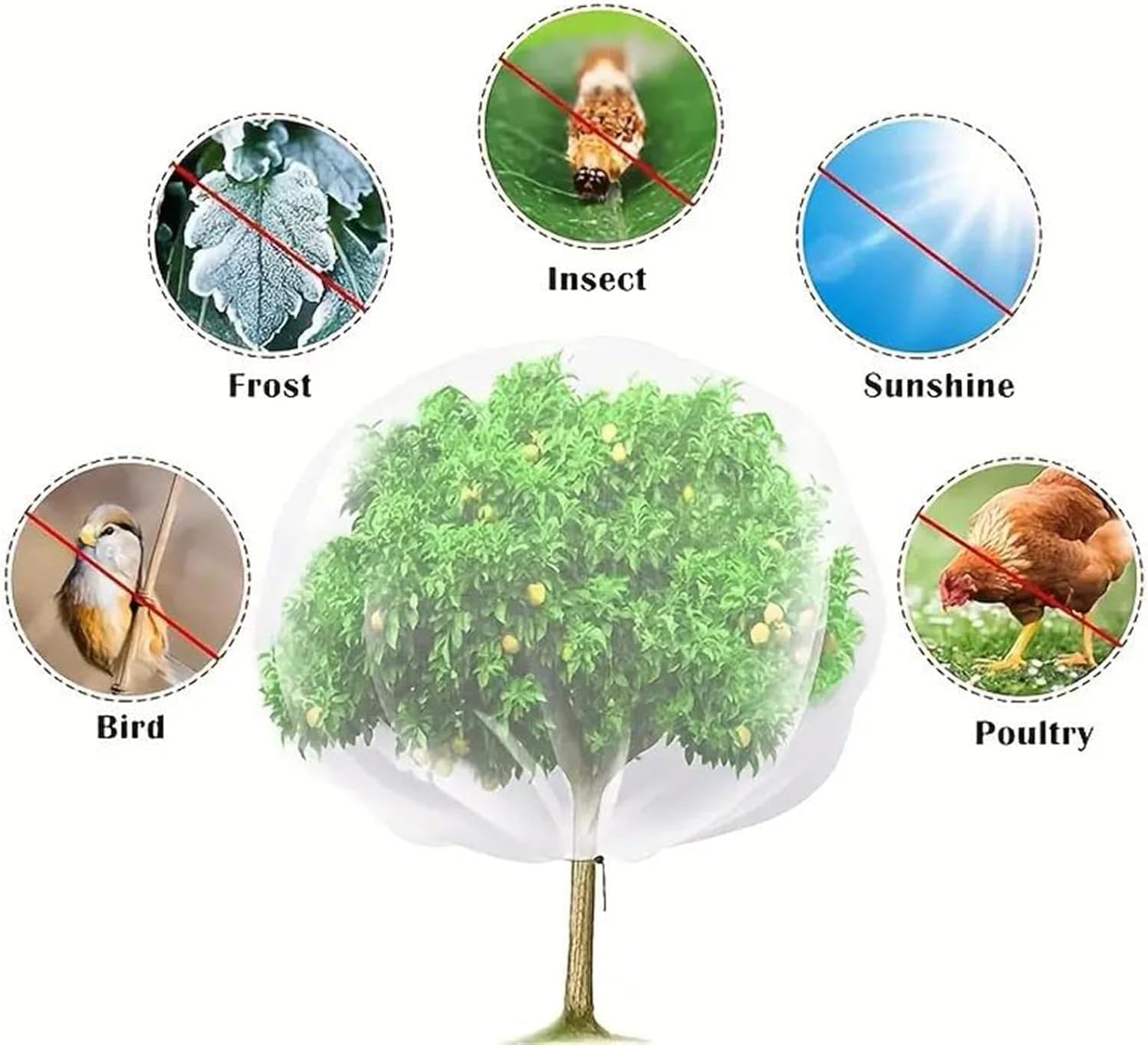 Fruit Tree Netting， Plant Cover with Drawstring | Lightweight Gnat-Proof Tree Netting for Outdoors, Patio, Backyard, Landscaping, Garden, Farm image number 4