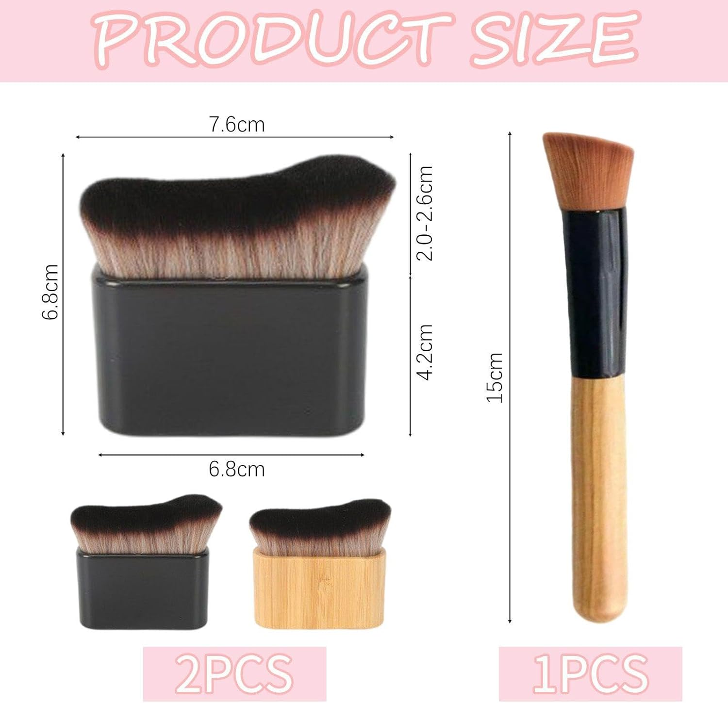 Pack of 2 Black Beauty Brushes for Soft Hair, 1 Piece Foundation Brush, Lotion Brush, Portable Face Tanning Brush, Beauty Tools for Girls, Suitable for Body and Legs