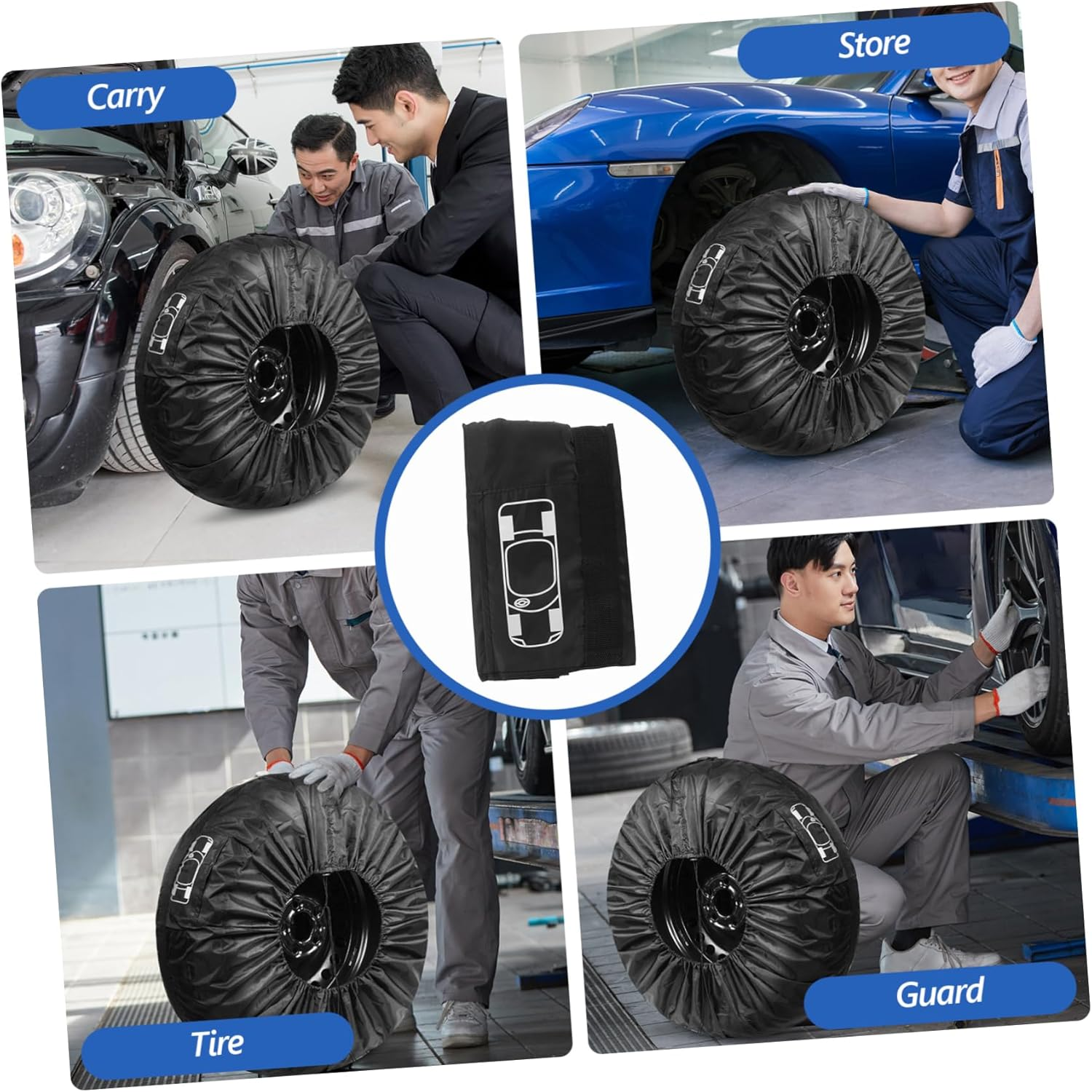 BELLIFFY 4Pcs Car Tire Covers Polyester Wheel Covers for Women Sunlight Protection Fit for Rvs and Trailers image number 4