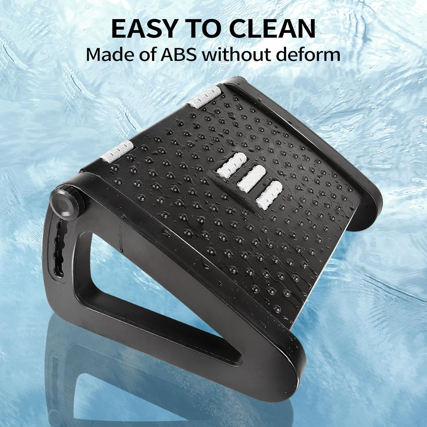 Under Desk Foot Rest, Six Height Adjustable Ergonomic Footstool under Desk with Foot Massage Roller, Suitable for Office, Home Leg Rest Footrest (Black) image number 3